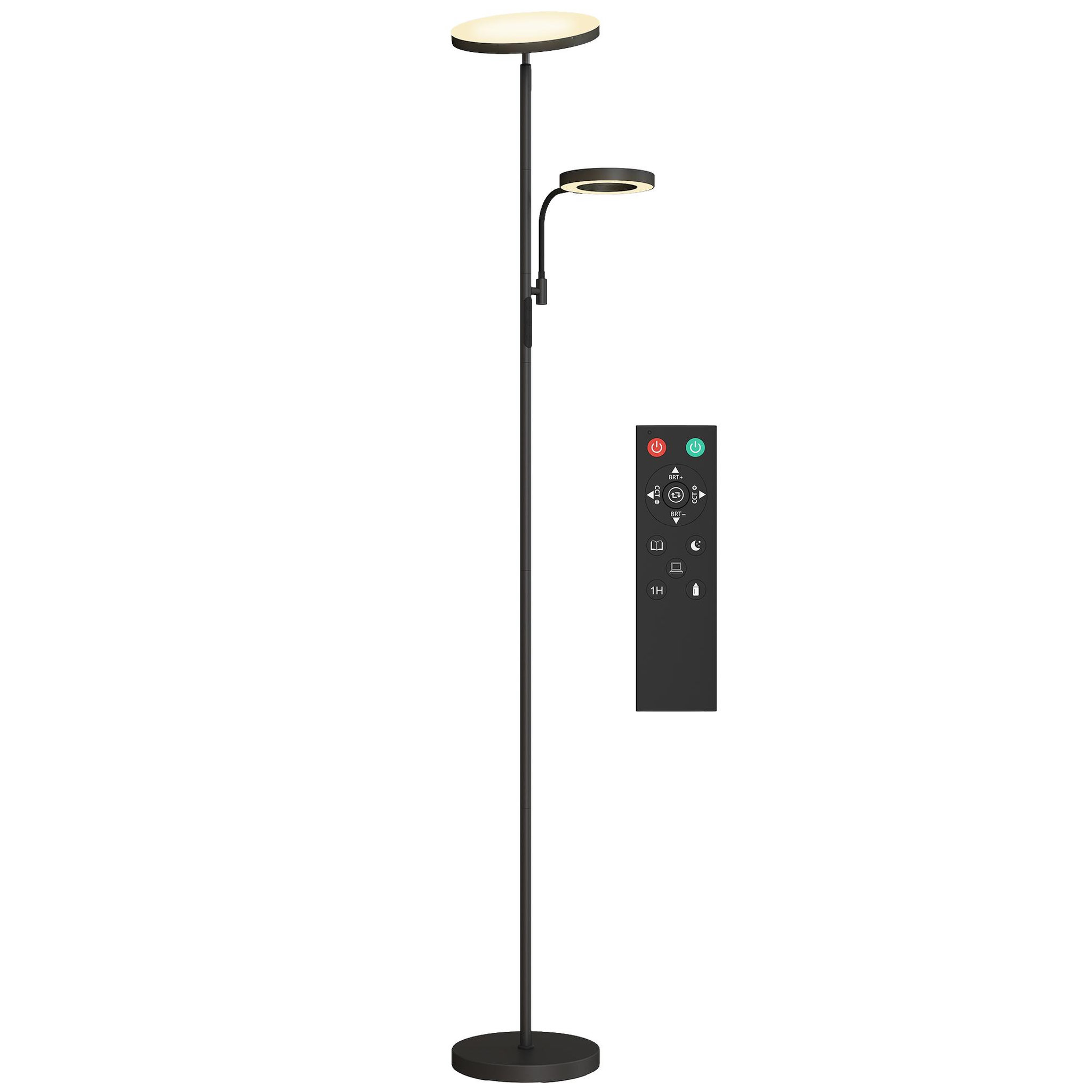 HOMCOM Lampadaire led 42w dimmable 2700k-6500k 4 couleurs variation continue 4 modes scène télécommande noir