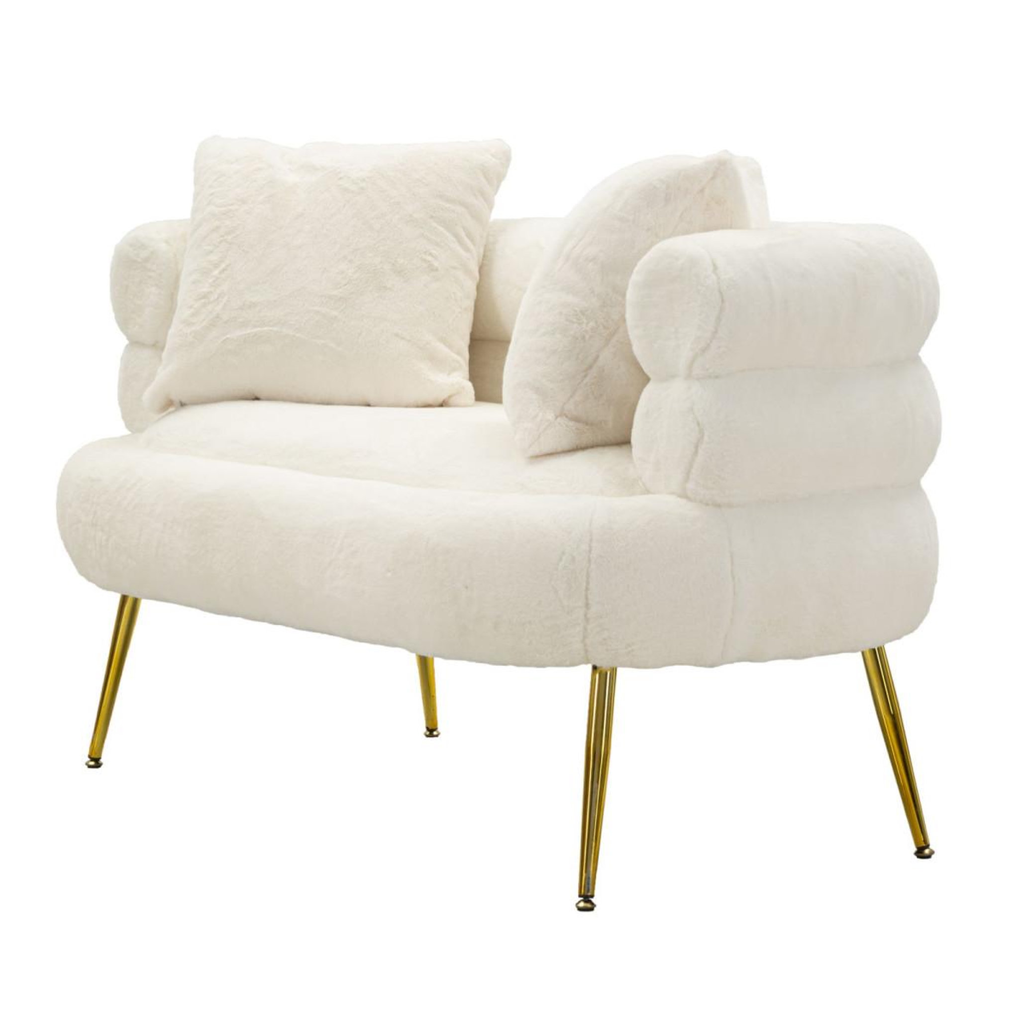 Voir la diapositive 3 : Paris Prix Canapé 2 places imitation fourrure  soffy+  133cm blanc & or