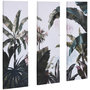 Voir la diapositive 1 : HOMCOM Triptyque imprimé et peint paysage tropical - dim. 90L x 30l cm (x3) - décoration murale - toile 100% polyester structure bois de pin encre vert blanc