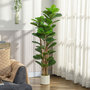Voir la diapositive 2 : HOMCOM Arbre artificiel plante artificiel figuier lyre H.1,5 m vrais troncs 71 feuilles grand réalisme