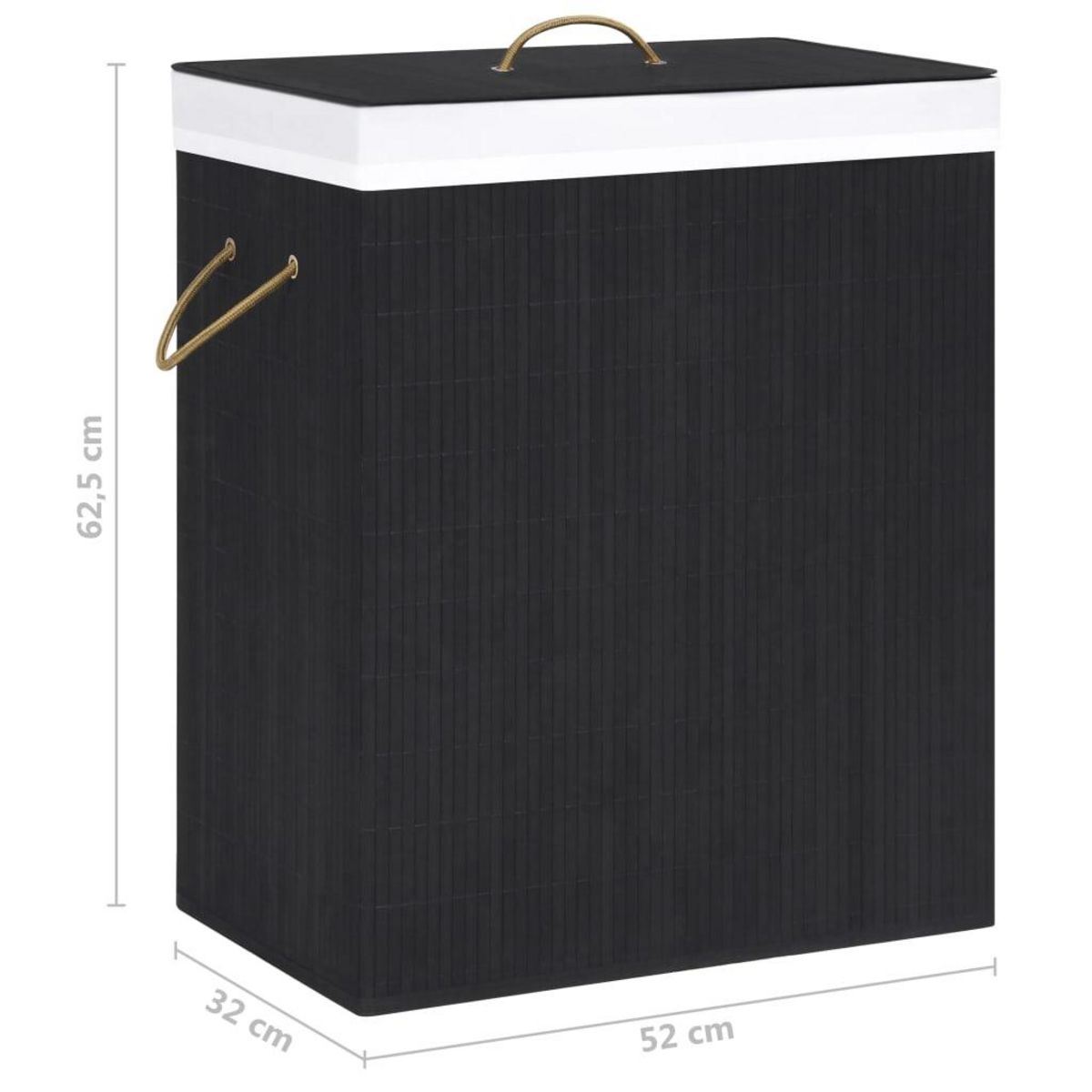VIDAXL Panier a linge avec 2 sections bambou noir 100 L