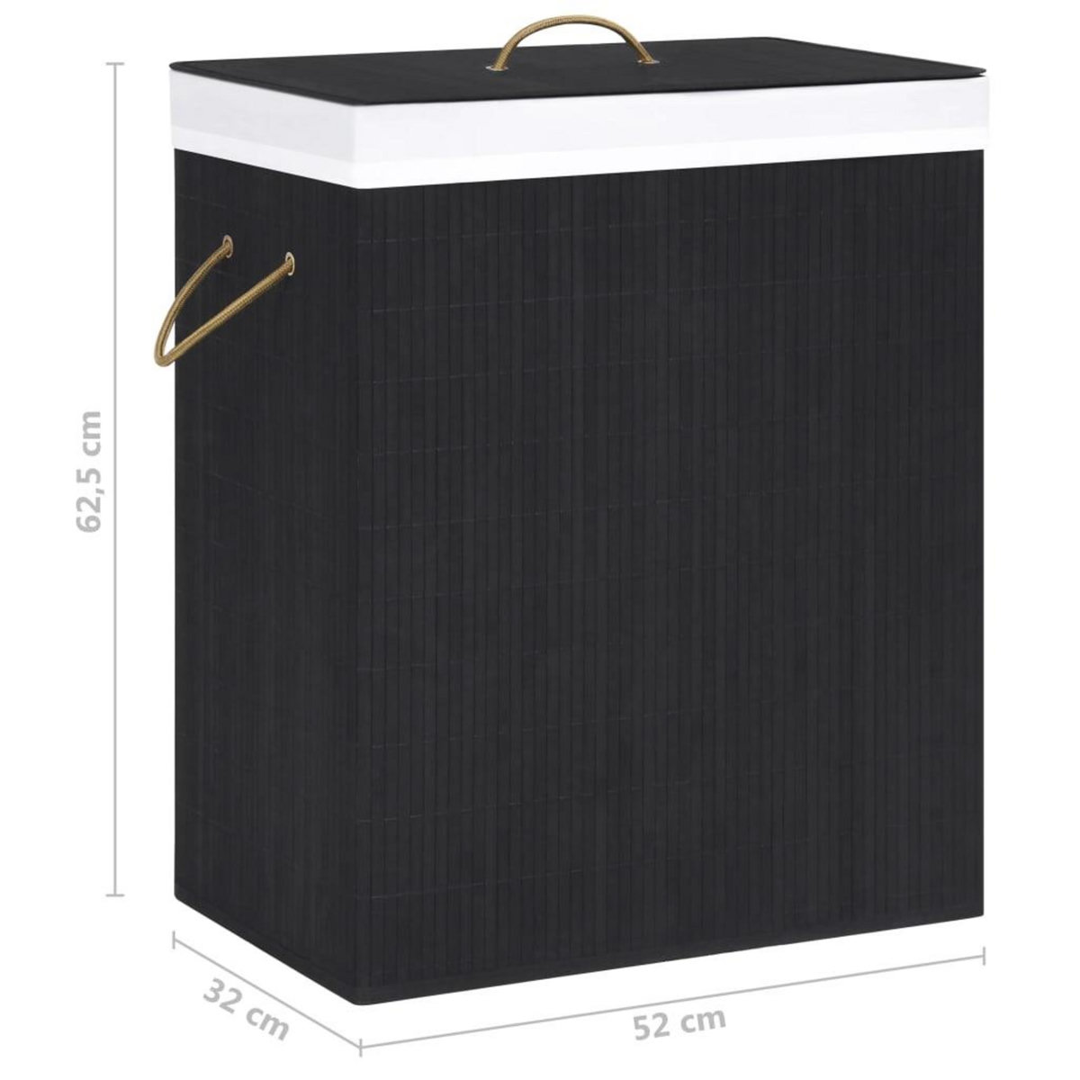VIDAXL Panier a linge avec 2 sections bambou noir 100 L