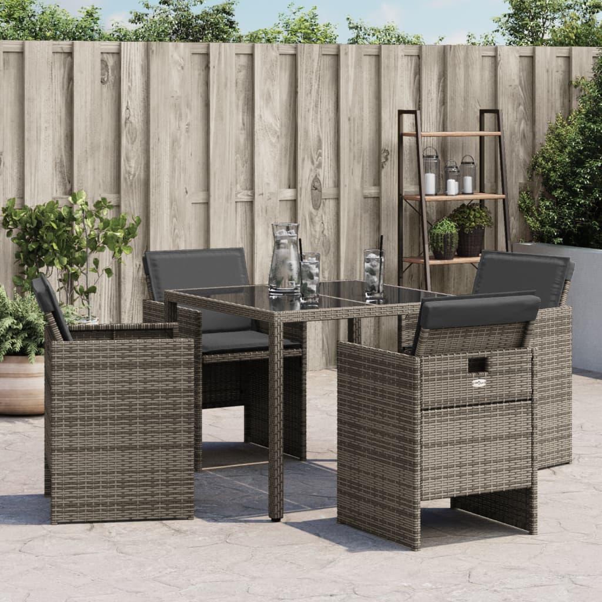 Voir la diapositive 4 : VIDAXL Chaises de jardin avec coussins lot de 4 gris resine tressee