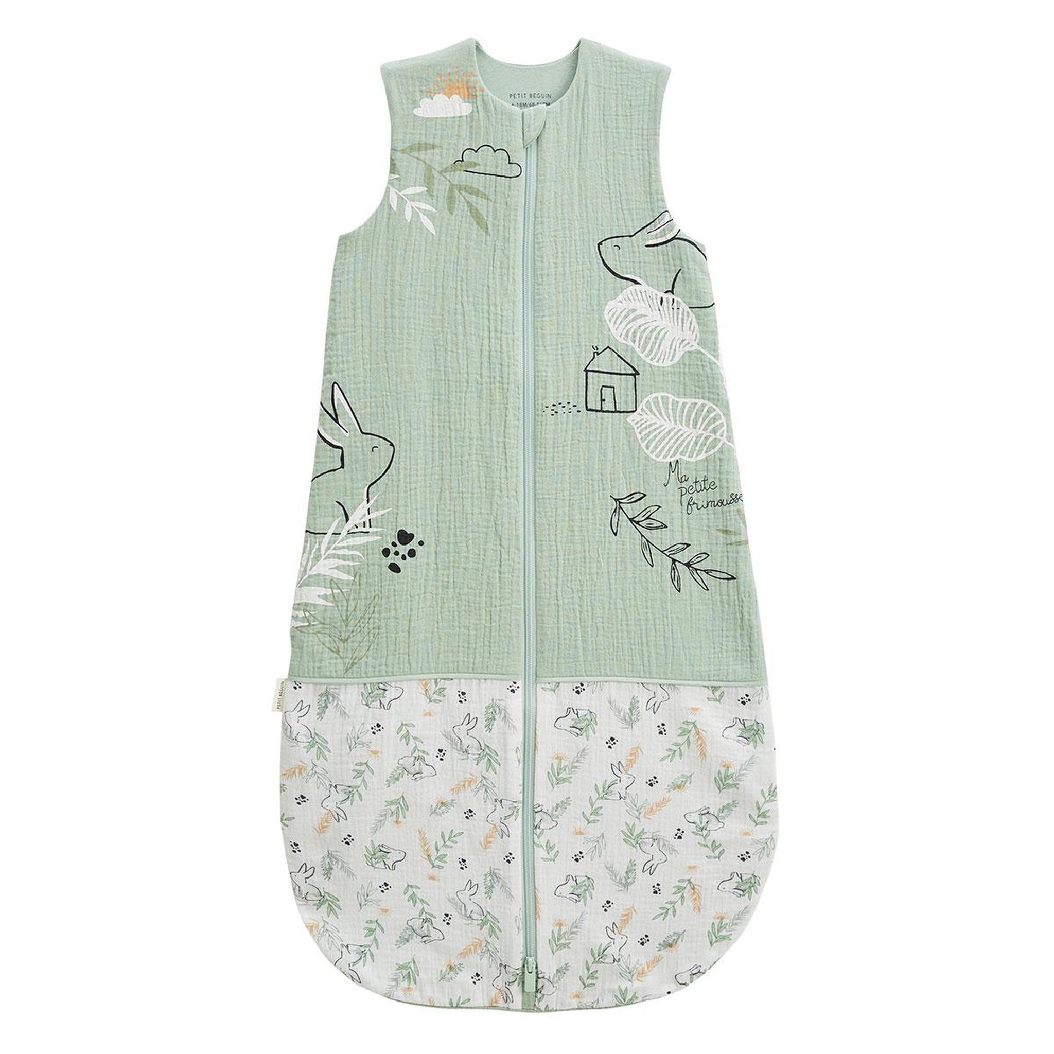 Petit Béguin Gigoteuse d'été en gaze de coton frimousse. Coloris disponibles : Vert