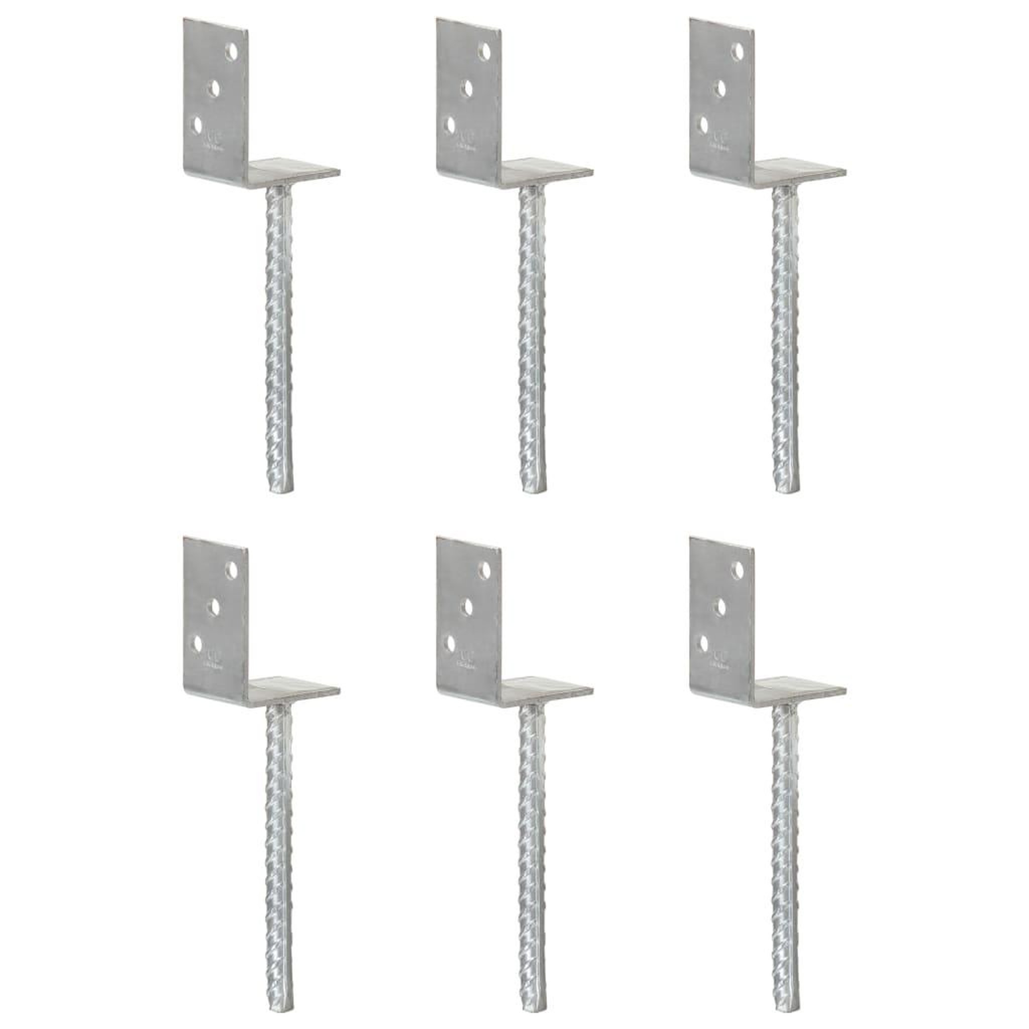 VIDAXL Piquets de cloture 6 pcs Argente 8x6x30 cm Acier galvanise