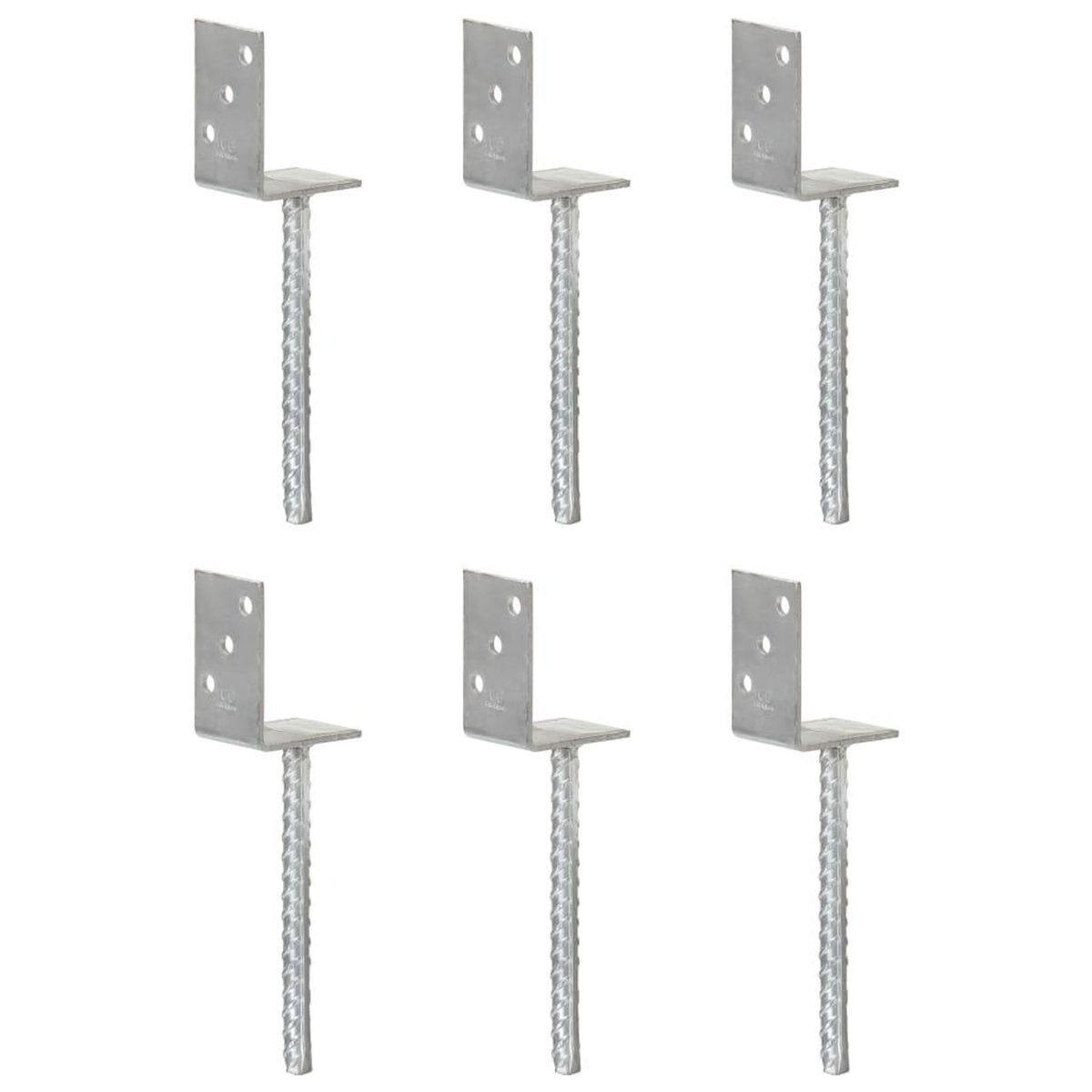 VIDAXL Piquets de cloture 6 pcs Argente 8x6x30 cm Acier galvanise