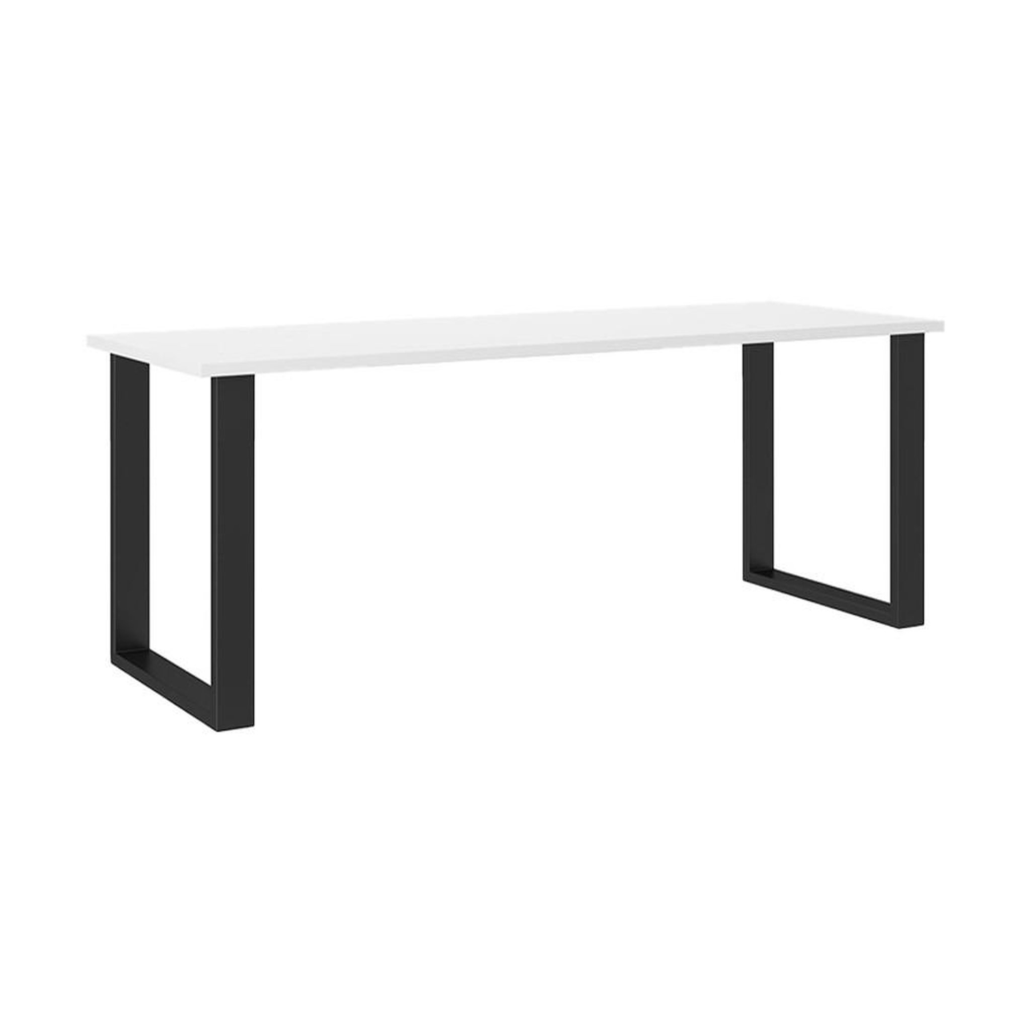 Voir la diapositive 1 : BEST MOBILIER Caronal - table à manger - blanche et pieds noirs - 4 à 8 personnes