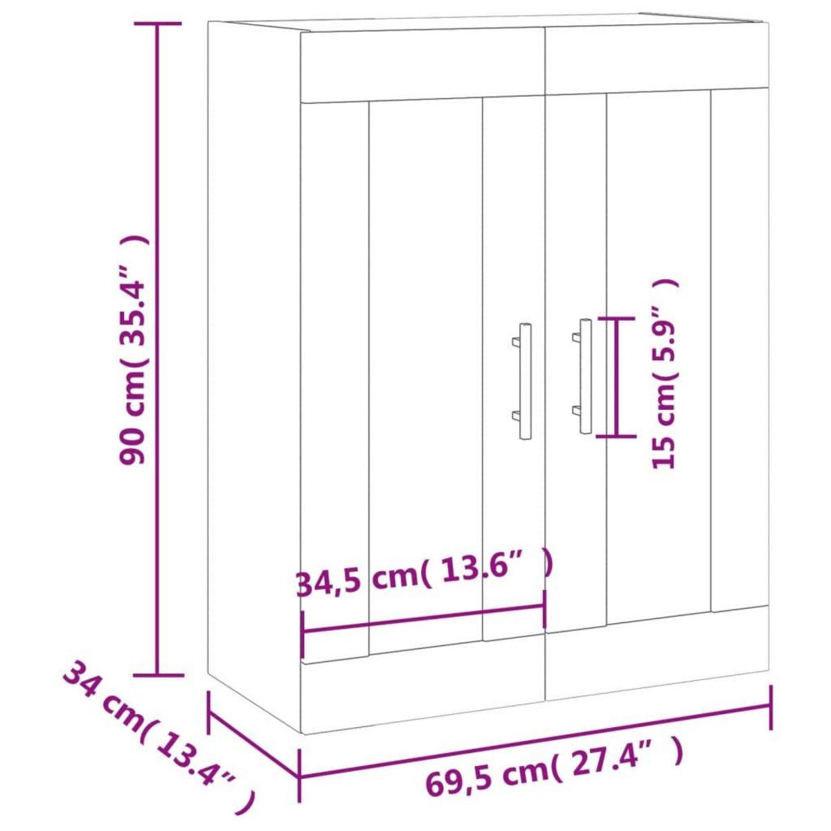 VIDAXL Armoire murale noir 69,5x34x90 cm