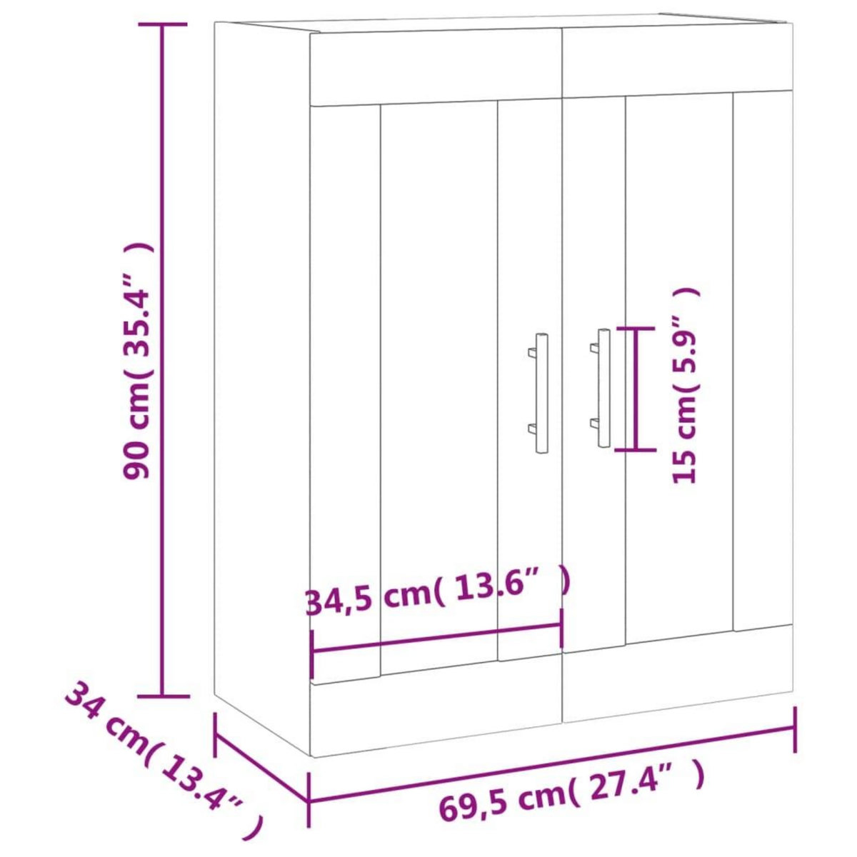 VIDAXL Armoire murale noir 69,5x34x90 cm