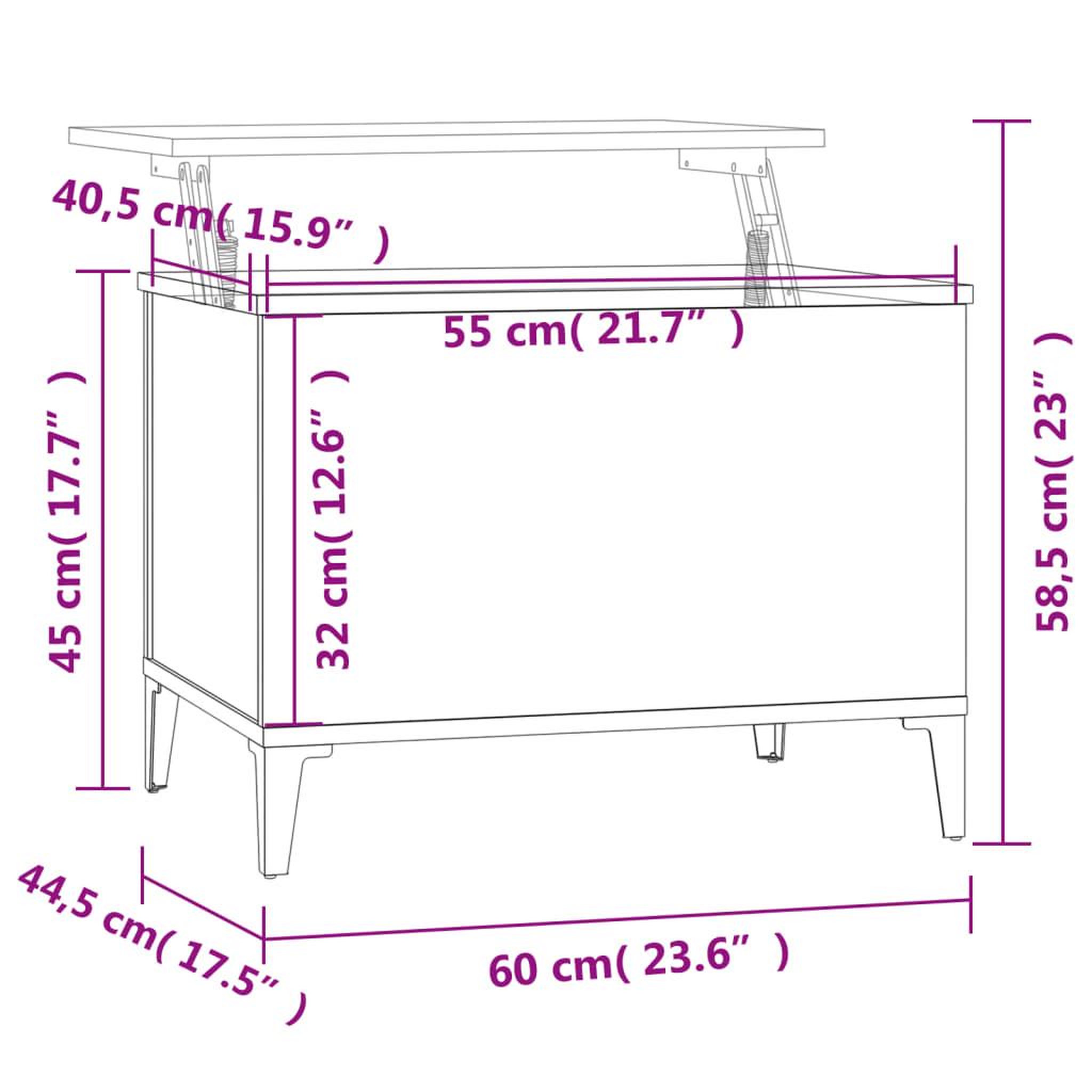 Voir la diapositive 6 : VIDAXL Table basse Chene fume 60x44,5x45 cm Bois d'ingenierie