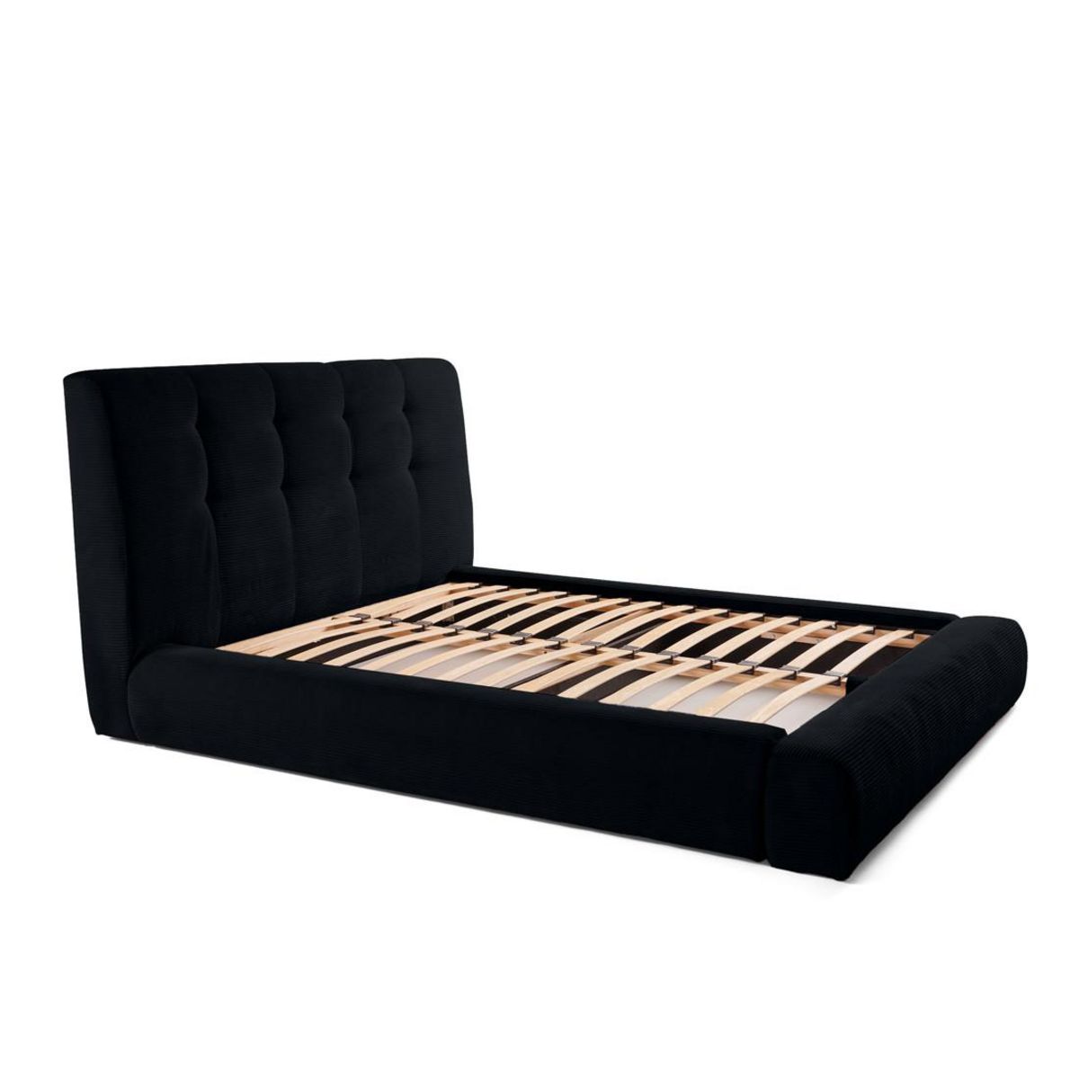 LISA DESIGN Onyx - lit coffre - 140x190 cm - en velours côtelé - sommier inclus