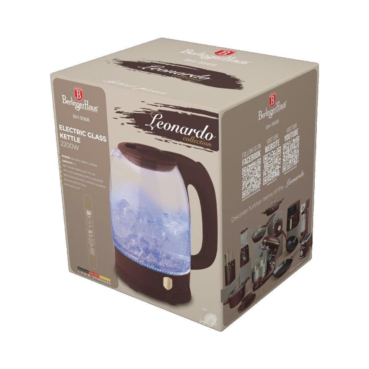 BERLINGER HAUS Bouilloire BerlingerHaus Collection Leonardo 1,7 L LED bleu