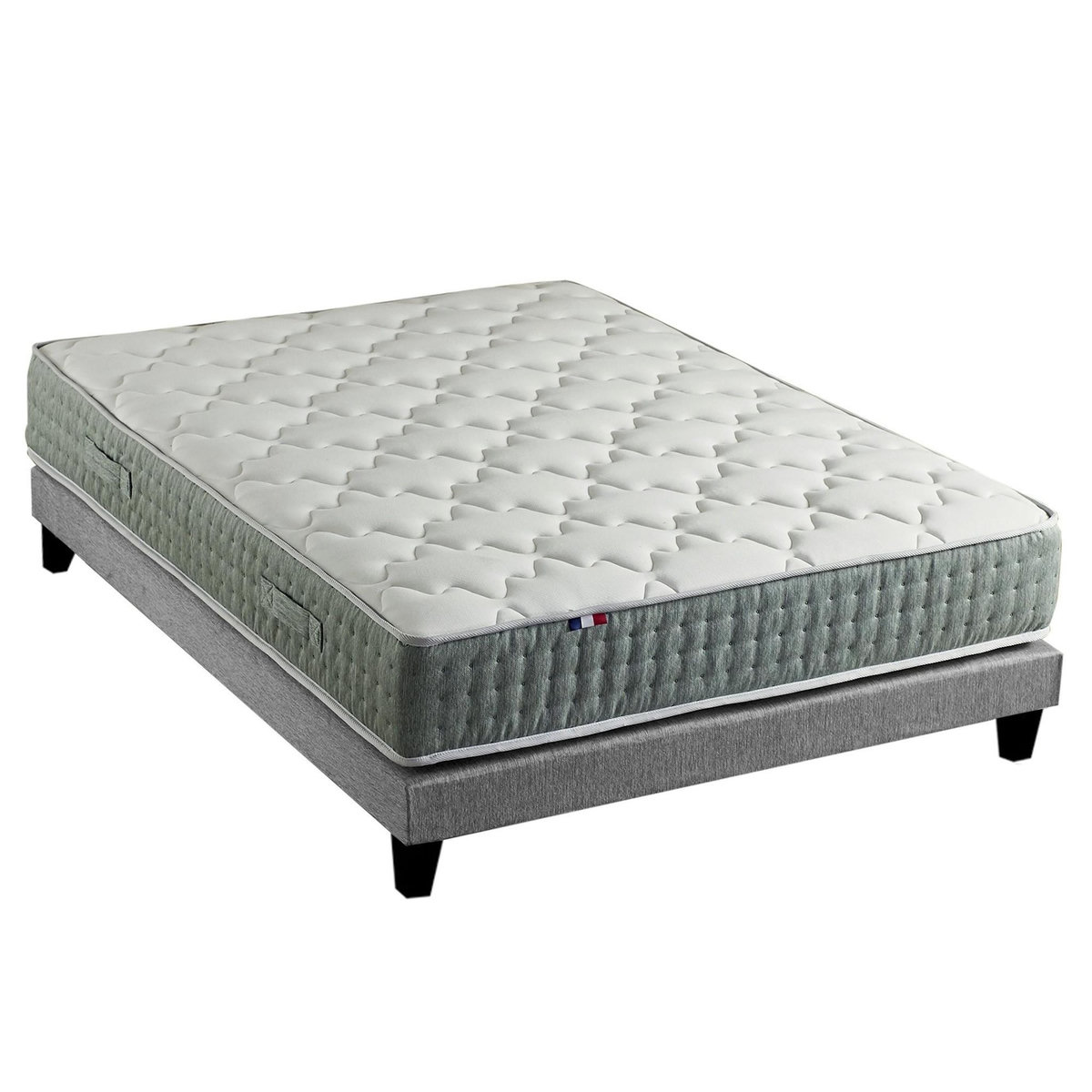 IDLITERIE Ensemble matelas à ressorts HYGGE et sommier déco pour un confort optimal