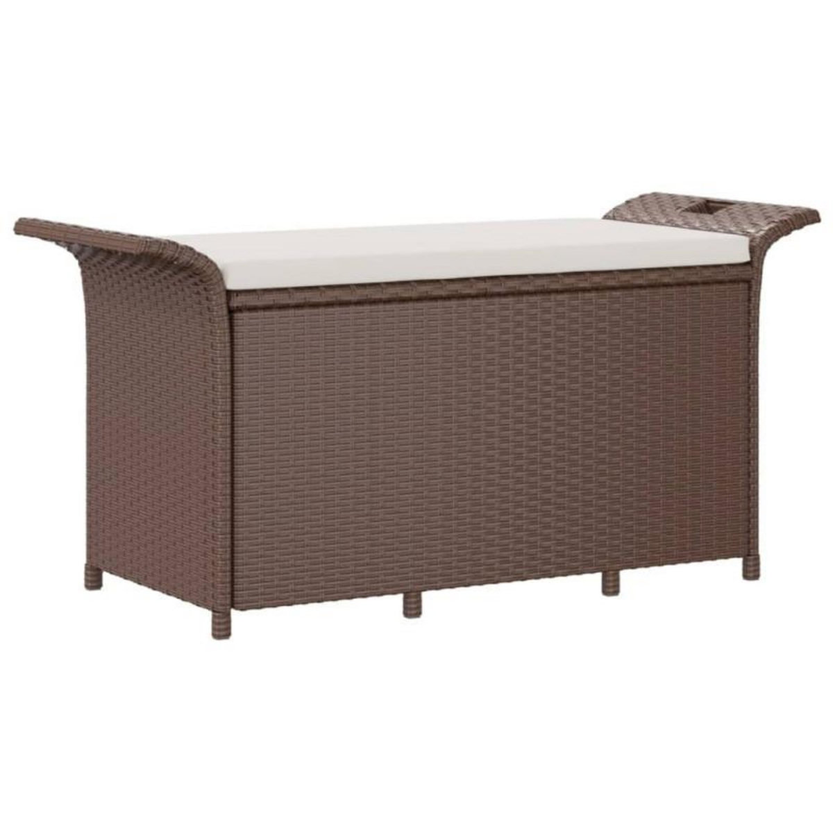 VIDAXL Banc de jardin avec coussin marron 116x46x57 cm résine tressée