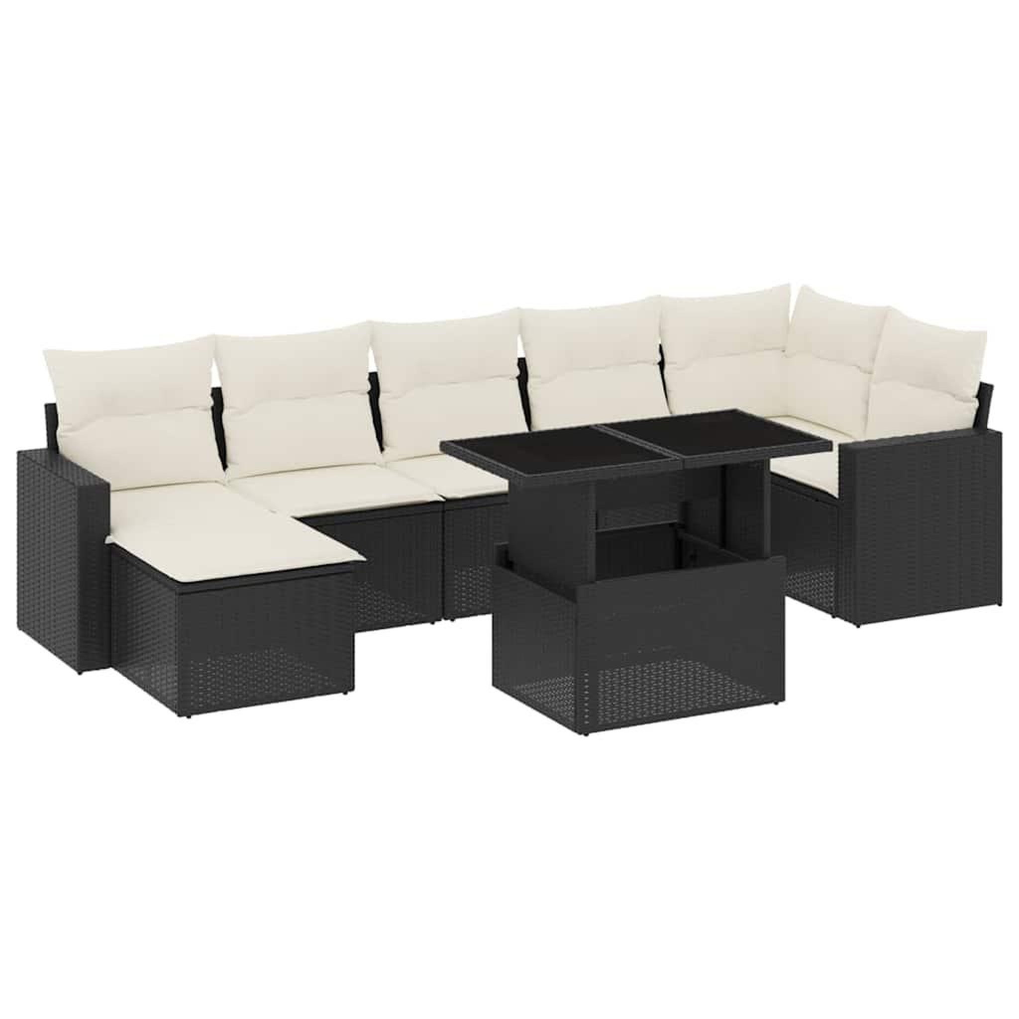 Voir la diapositive 2 : VIDAXL Salon de jardin 8 pcs avec coussins noir resine tressee
