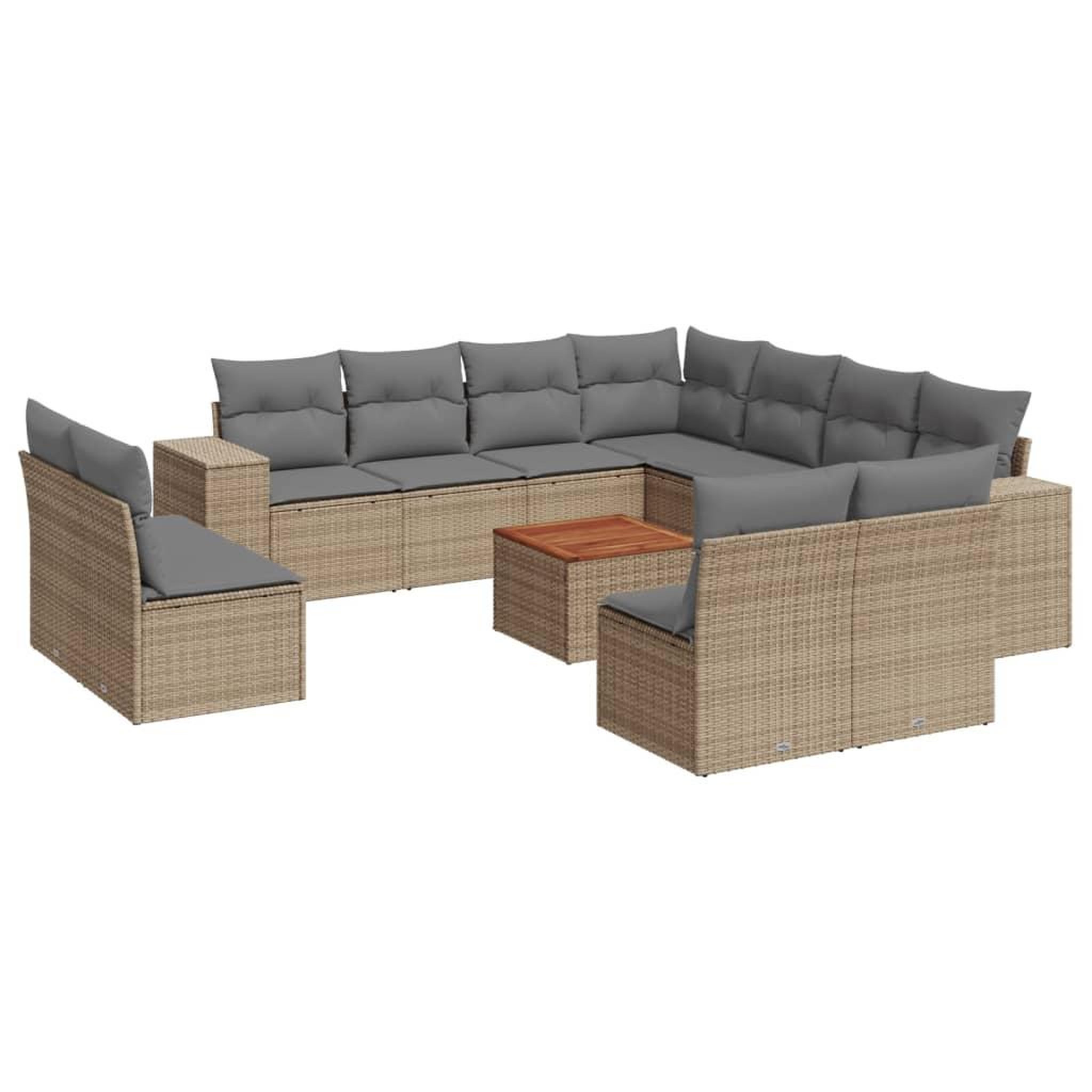 Voir la diapositive 2 : VIDAXL Salon de jardin avec coussins 12 pcs beige resine tressee