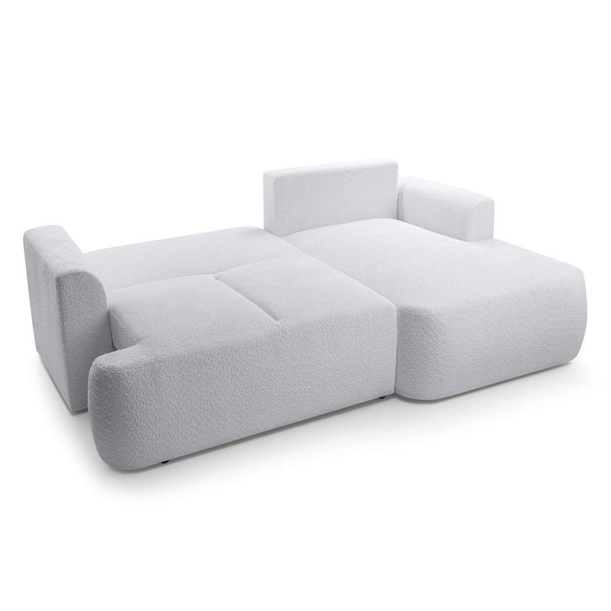 BEST MOBILIER Candela - canapé d'angle droit 4 places - convertible avec coffre - en tissu bouclette