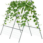 OUTSUNNY Treillis de jardin forme A support plantes grimpantes acier vert