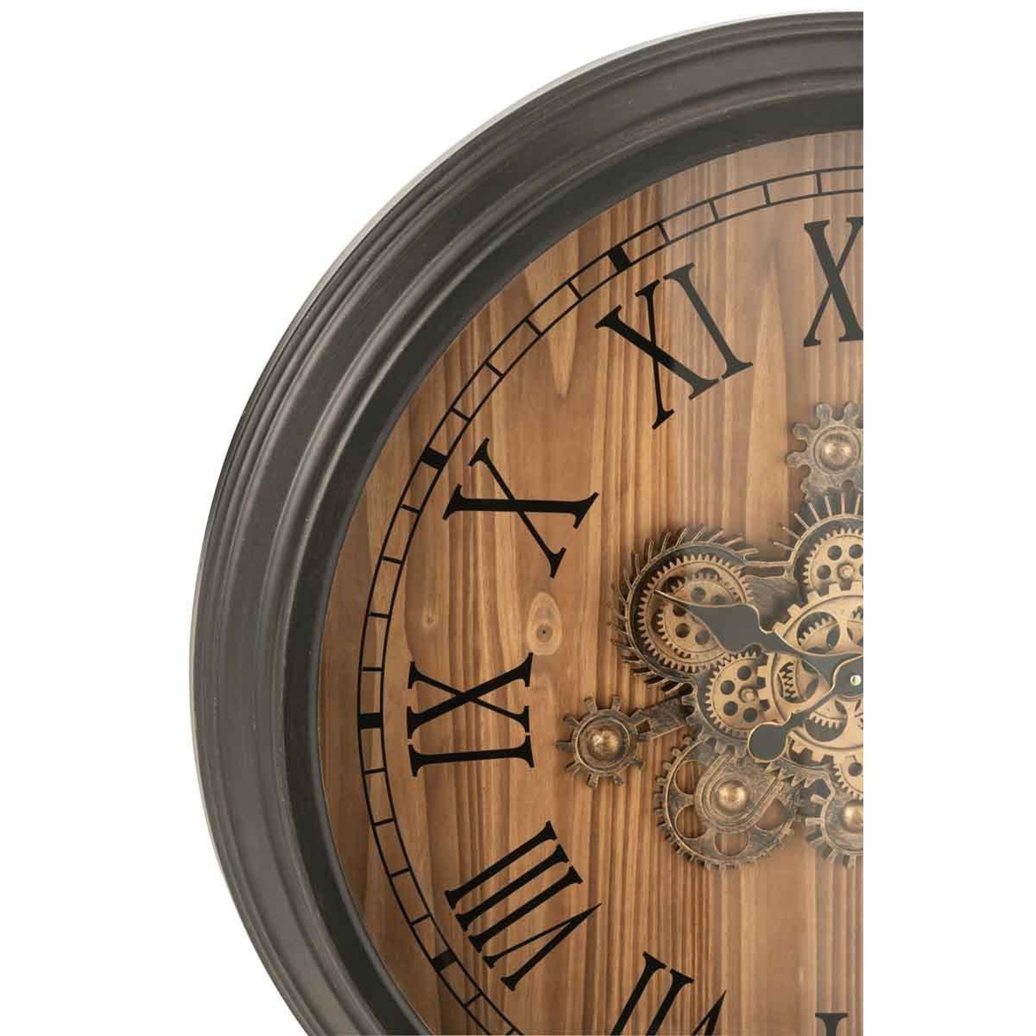 Voir la diapositive 2 : J-LINE Horloge Murale Design  Engrenage  82cm Noir