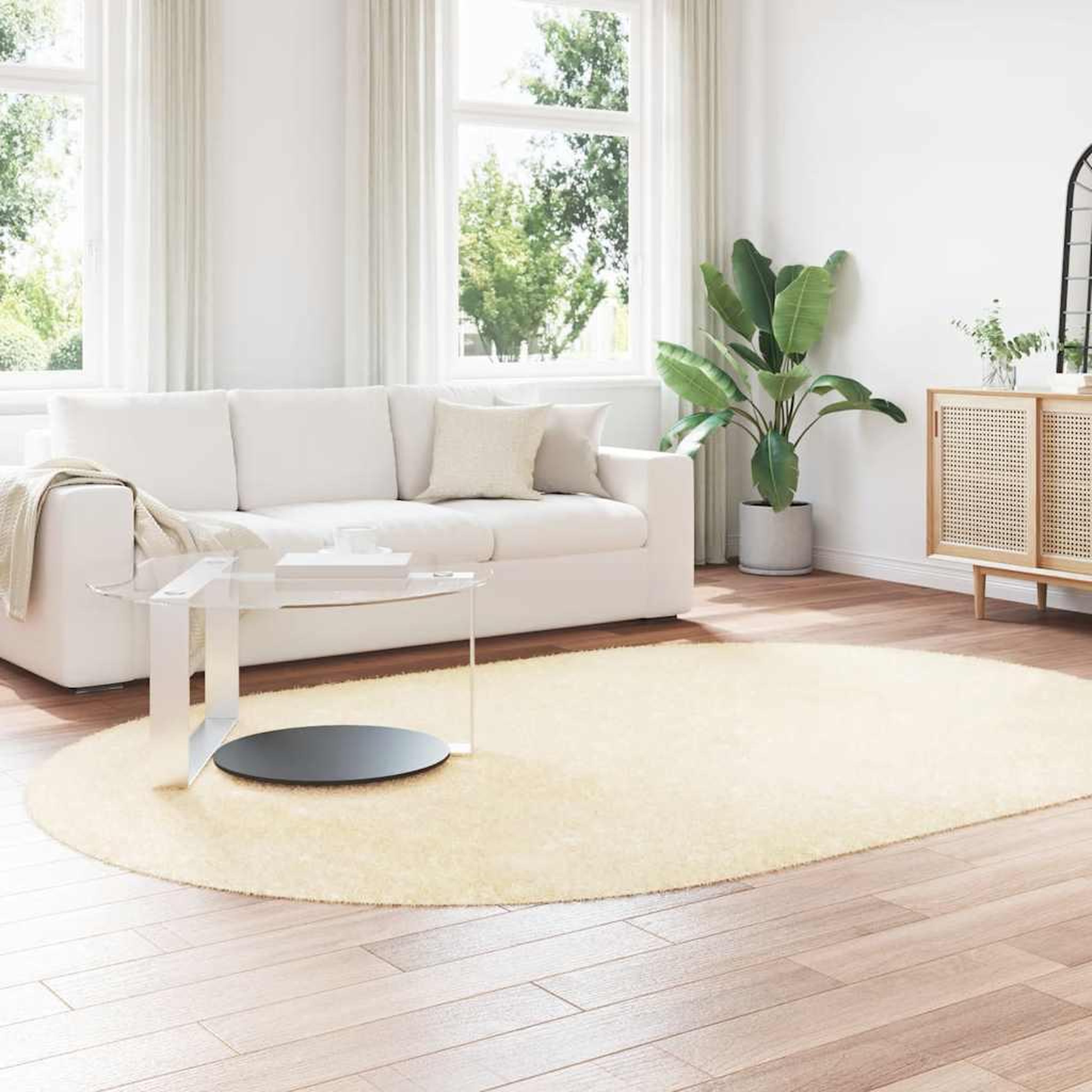 Voir la diapositive 3 : VIDAXL Tapis Shaggy a poils longs NAVARRA creme 300x200 cm polyester