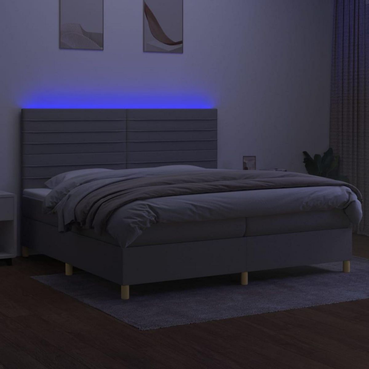 VIDAXL Sommier a lattes de lit matelas et LED Gris clair 200x200 cm