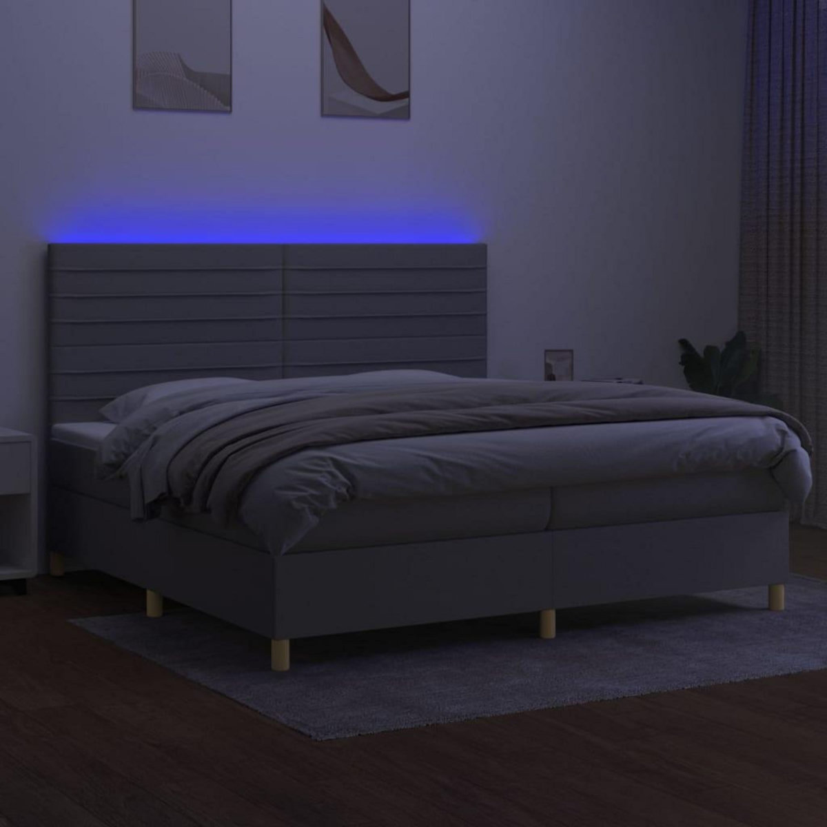 VIDAXL Sommier a lattes de lit matelas et LED Gris clair 200x200 cm