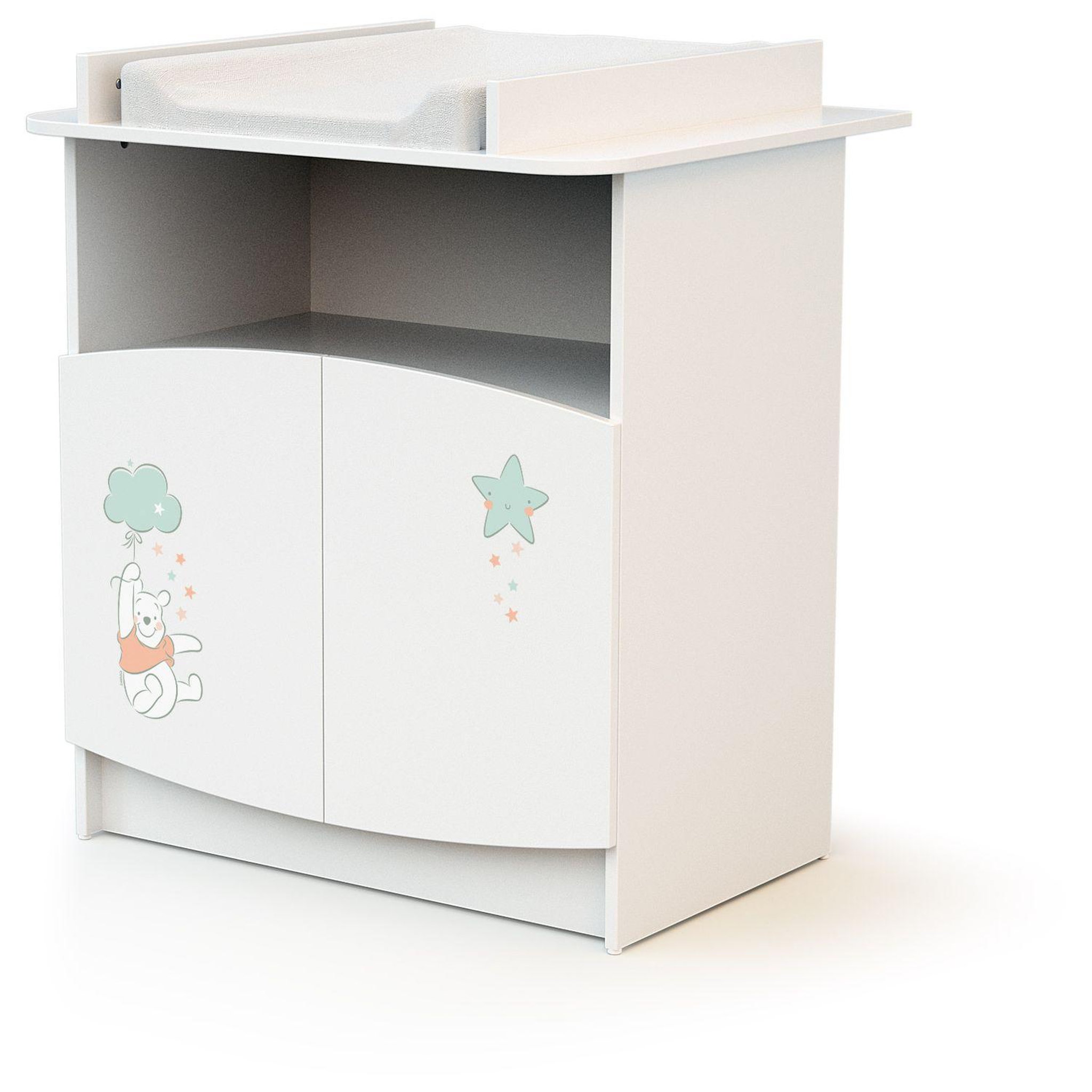 Voir la diapositive 1 : AT4 Commode à langer 2 portes WINNIE NUAGE DISNEY Blanc