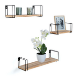 ID MARKET Lot de 3 étagères murales LILY bois et métal design industriel