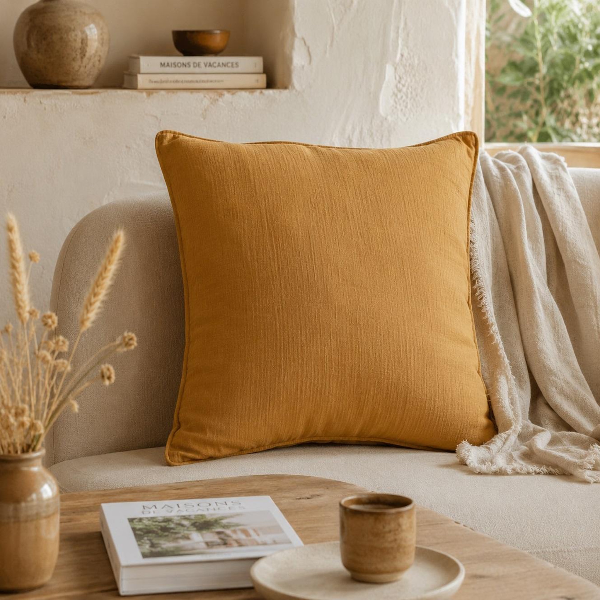 Voir la diapositive 2 : Eden Coussin en gaze de coton pop colors