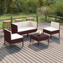 Voir la diapositive 1 : VIDAXL Salon de jardin 5 pcs avec coussins resine tressee marron