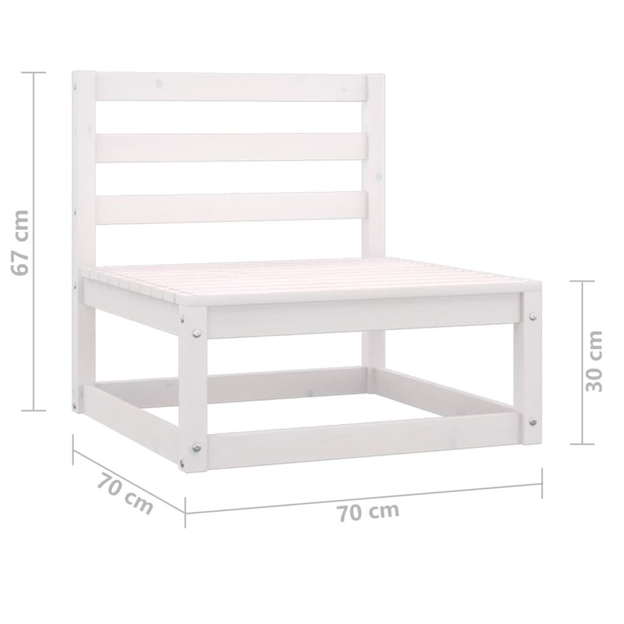 Voir la diapositive 6 : VIDAXL Salon de jardin 3 pcs Blanc Bois de pin massif