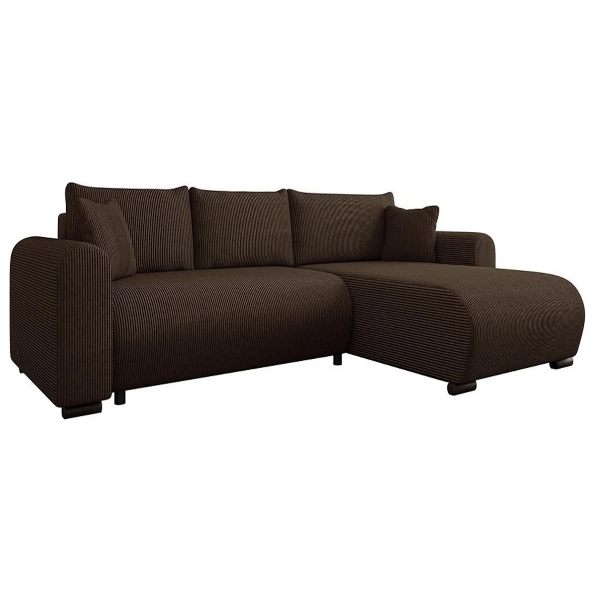 BEST MOBILIER Rosalie - canapé d'angle réversible 4 places convertible avec coffre en velours côtelé