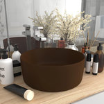 VIDAXL Lavabo rond de luxe Marron fonce mat 40x15 cm Ceramique