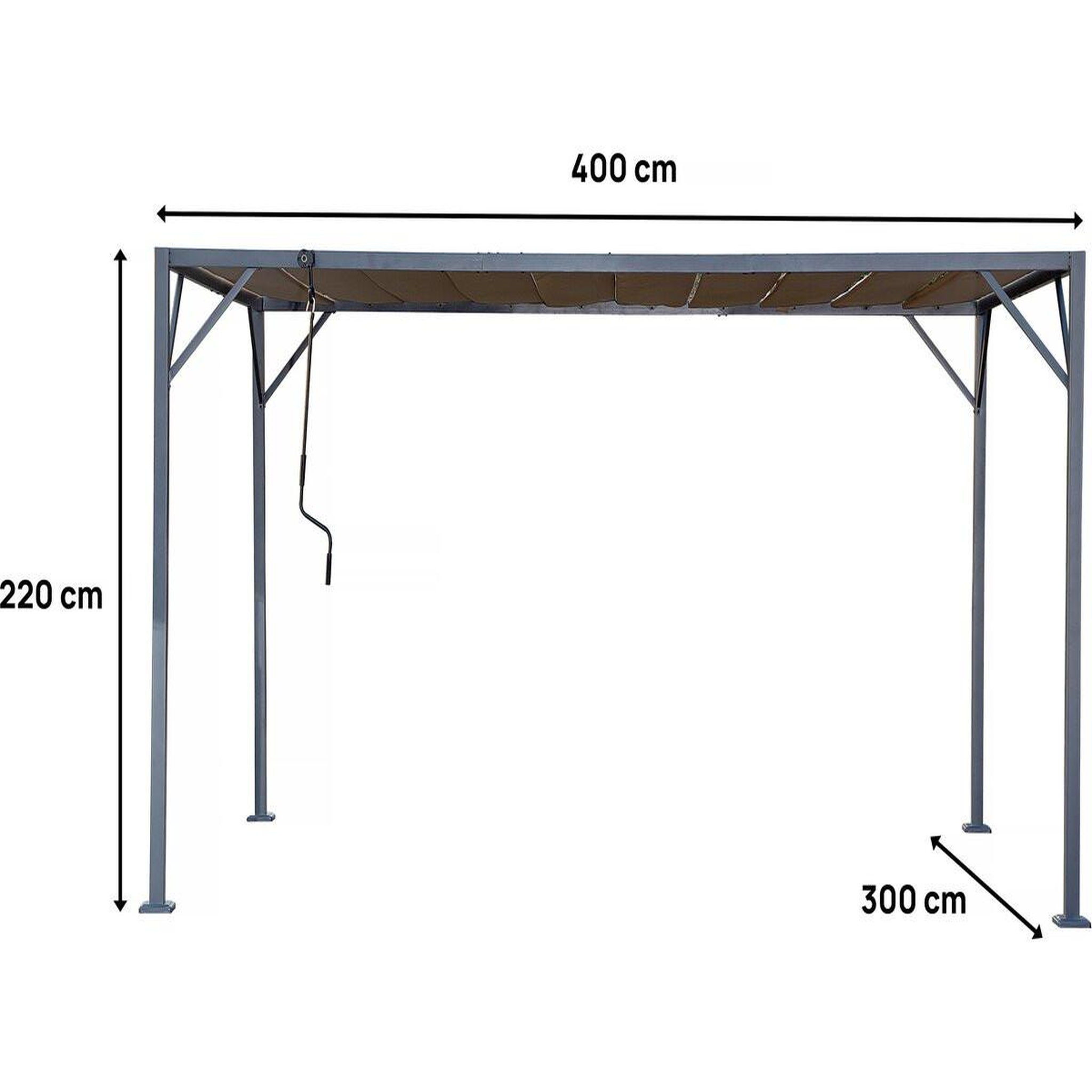 Voir la diapositive 3 : Habitat et Jardin Pergola bioclimatique en tissu  lodge  3 x 4 m - taupe