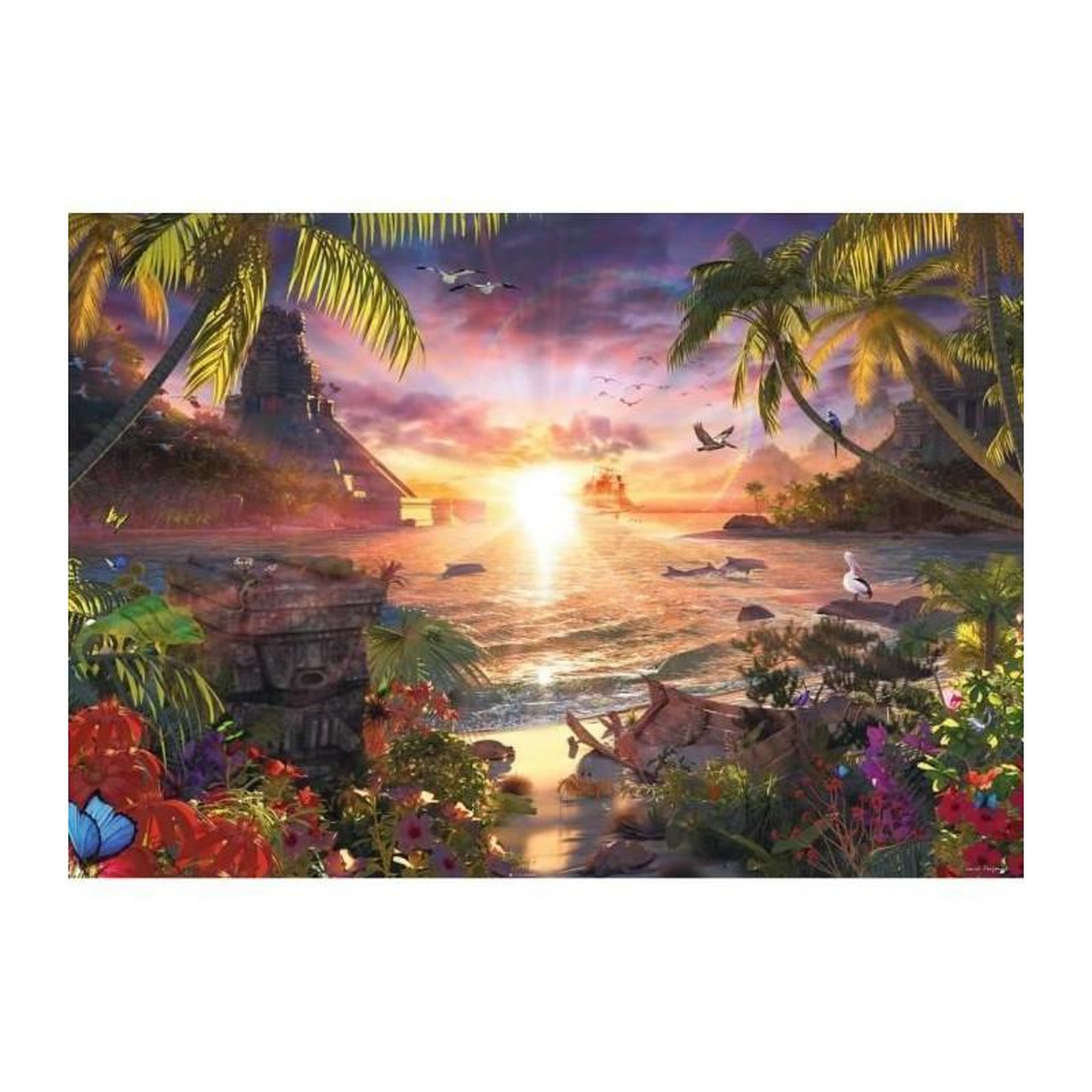 Voir la diapositive 2 : RAVENSBURGER Puzzle 18000 pieces - Paradis au soleil couchant - Ravensburger