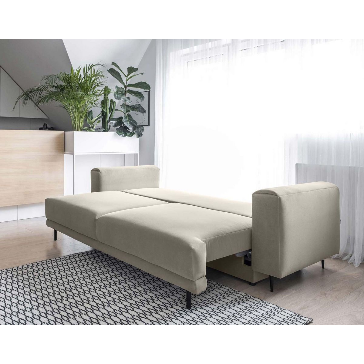 BEST MOBILIER Bucay - canapé 3 places - convertible avec coffre - en velours