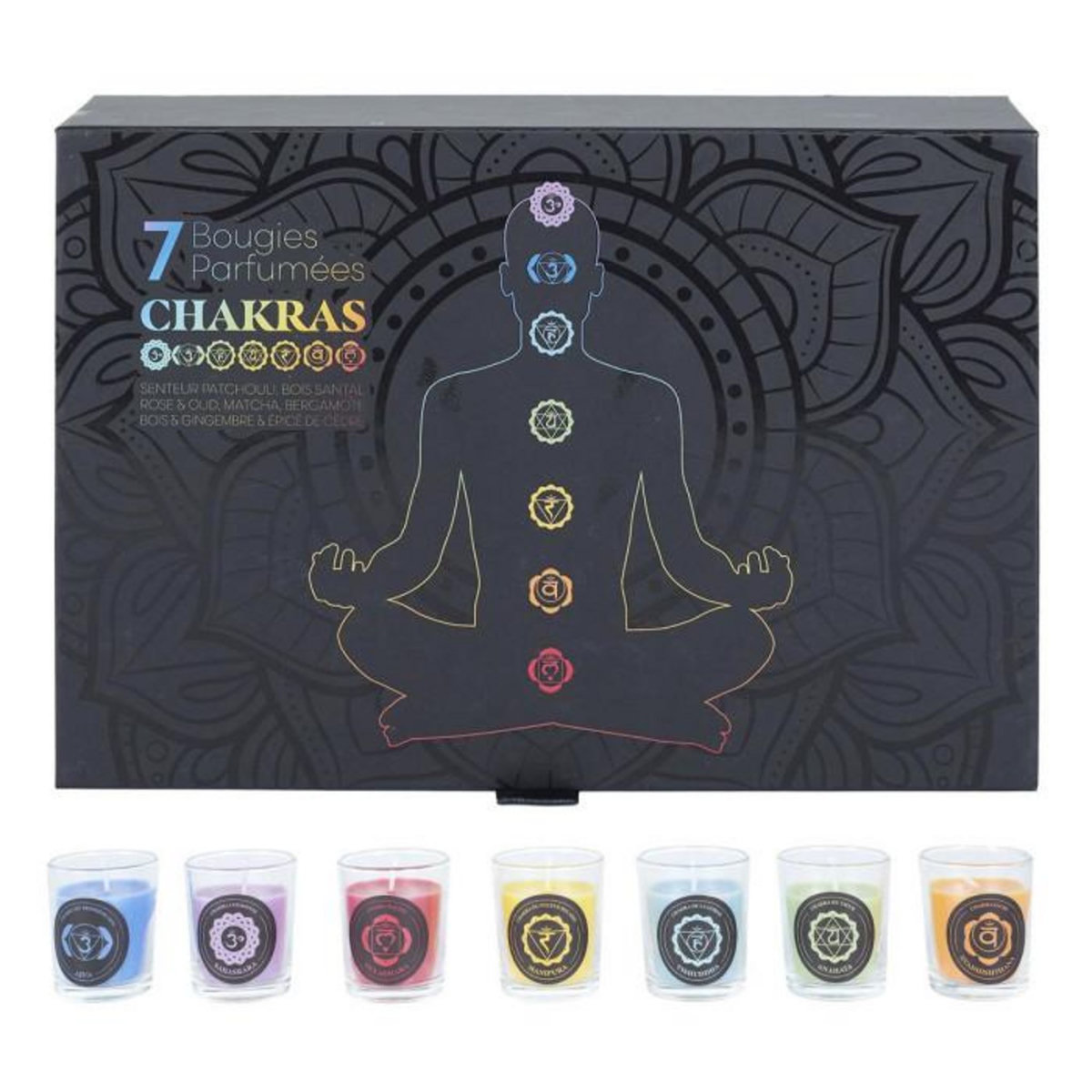 Paris Prix Coffret 7 Bougies Parfumées  Chakra  24cm Multicolore