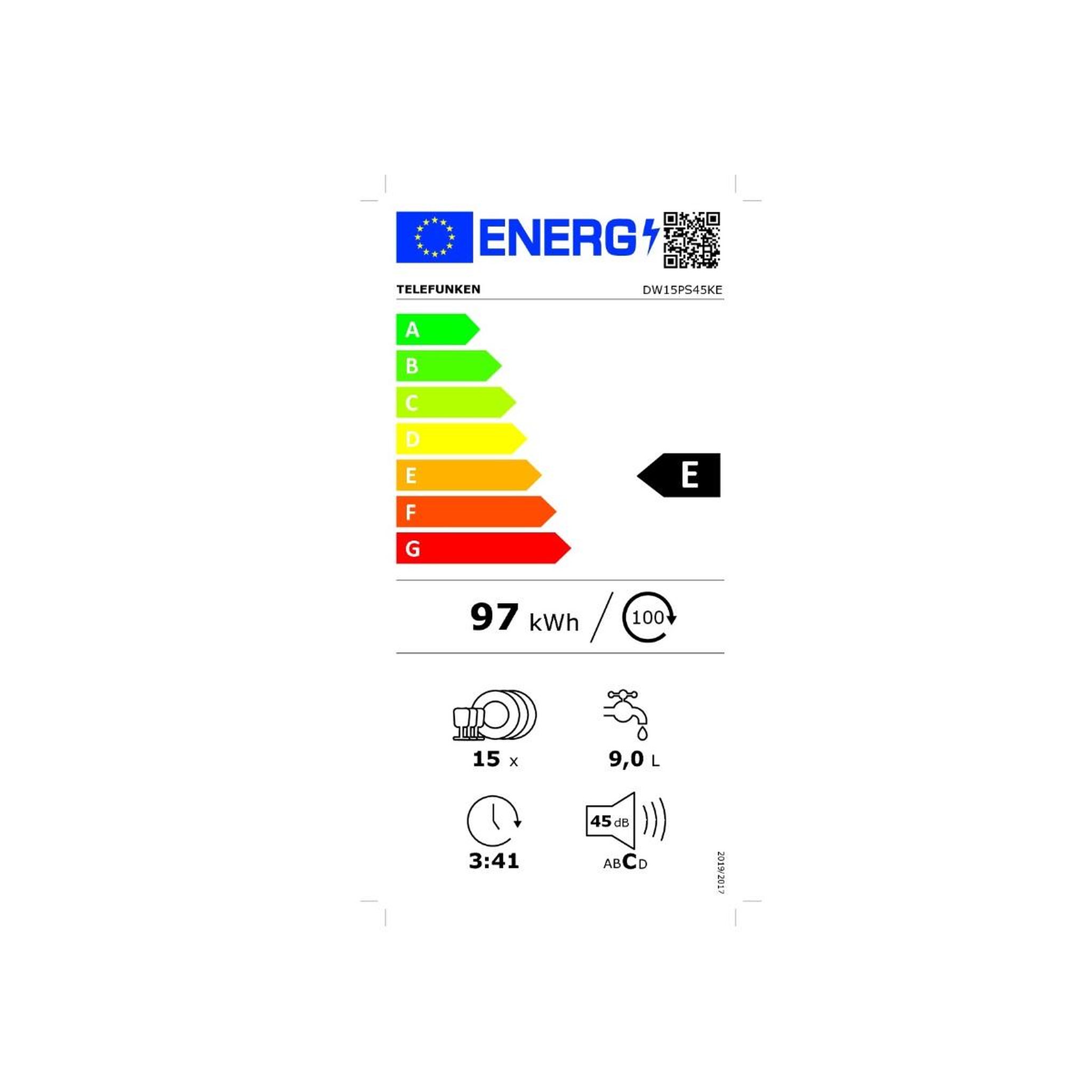 Voir la diapositive 2 : TELEFUNKEN Lave-vaisselle 60cm 15 couverts 45db - dw15ps45ke