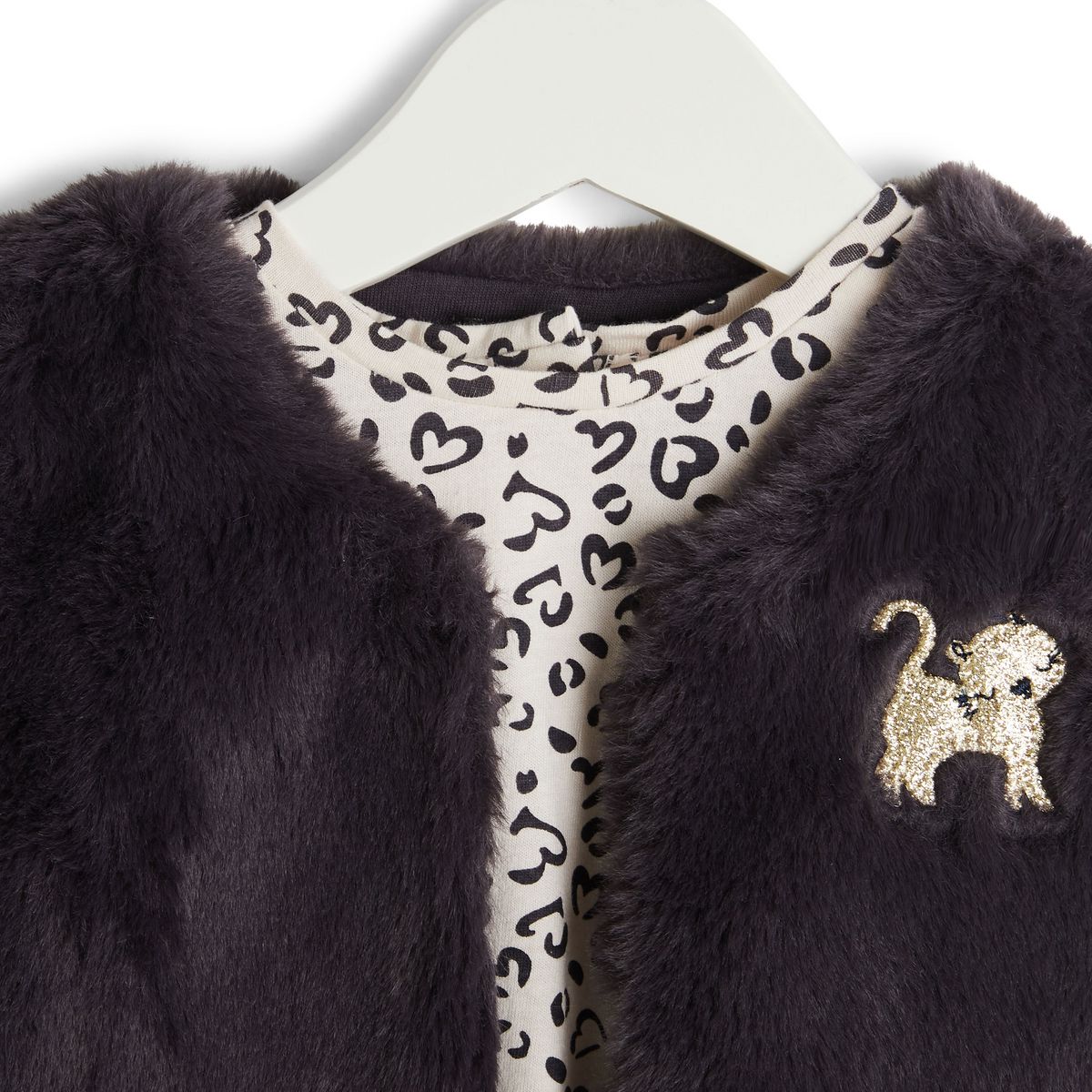 INEXTENSO Ensemble t-shirt manches longues + gilet en fourrure bébé fille