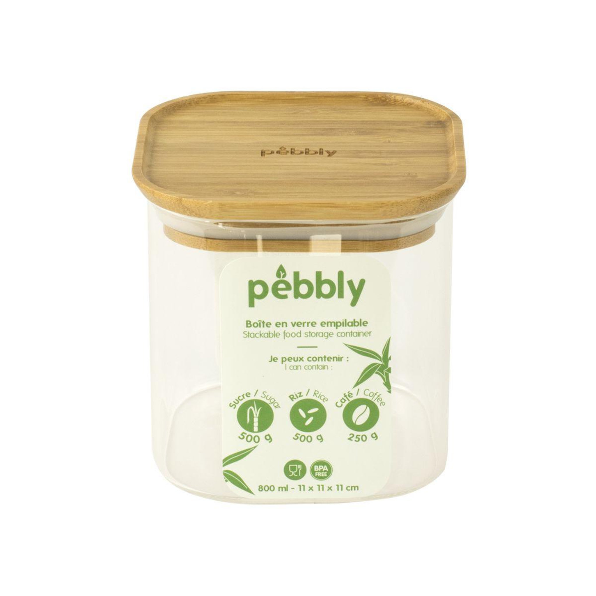 PEBBLY Boîte alimentaire en verre 0.8 l