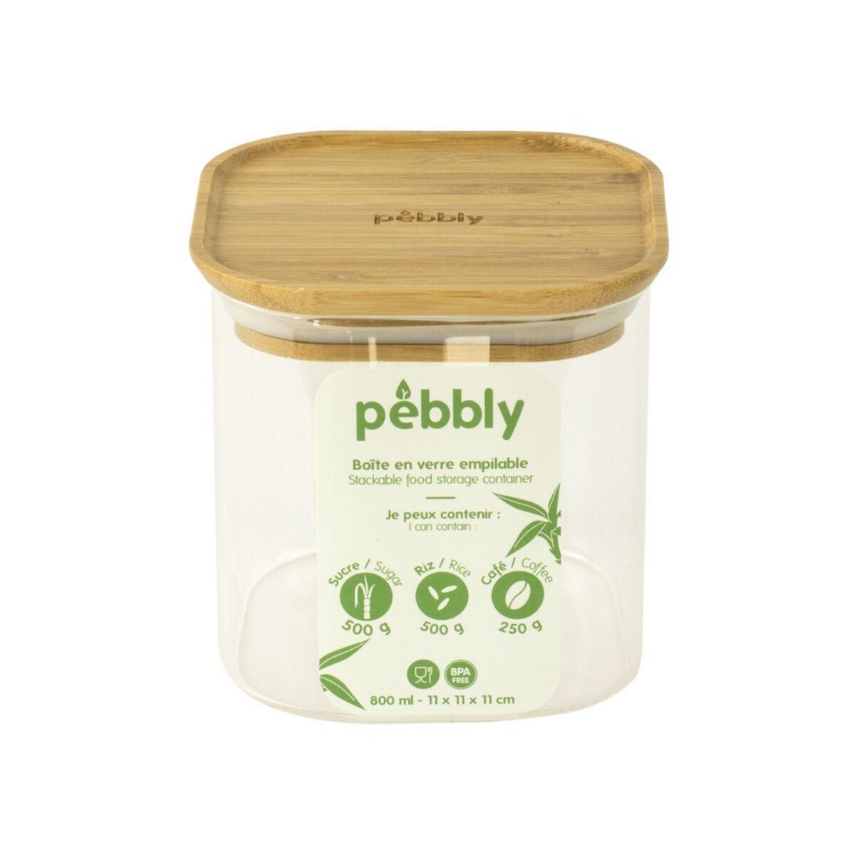 PEBBLY Boîte alimentaire en verre 0.8 L