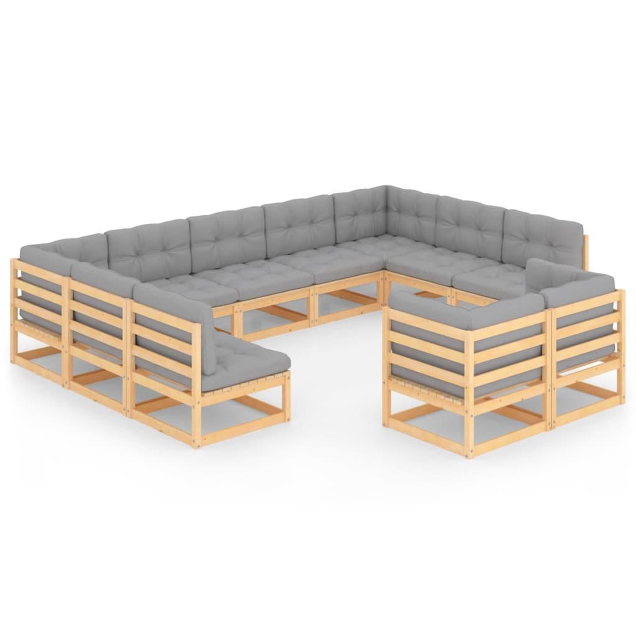 Voir la diapositive 2 : VIDAXL Salon de jardin 11 pcs avec coussins Bois de pin massif
