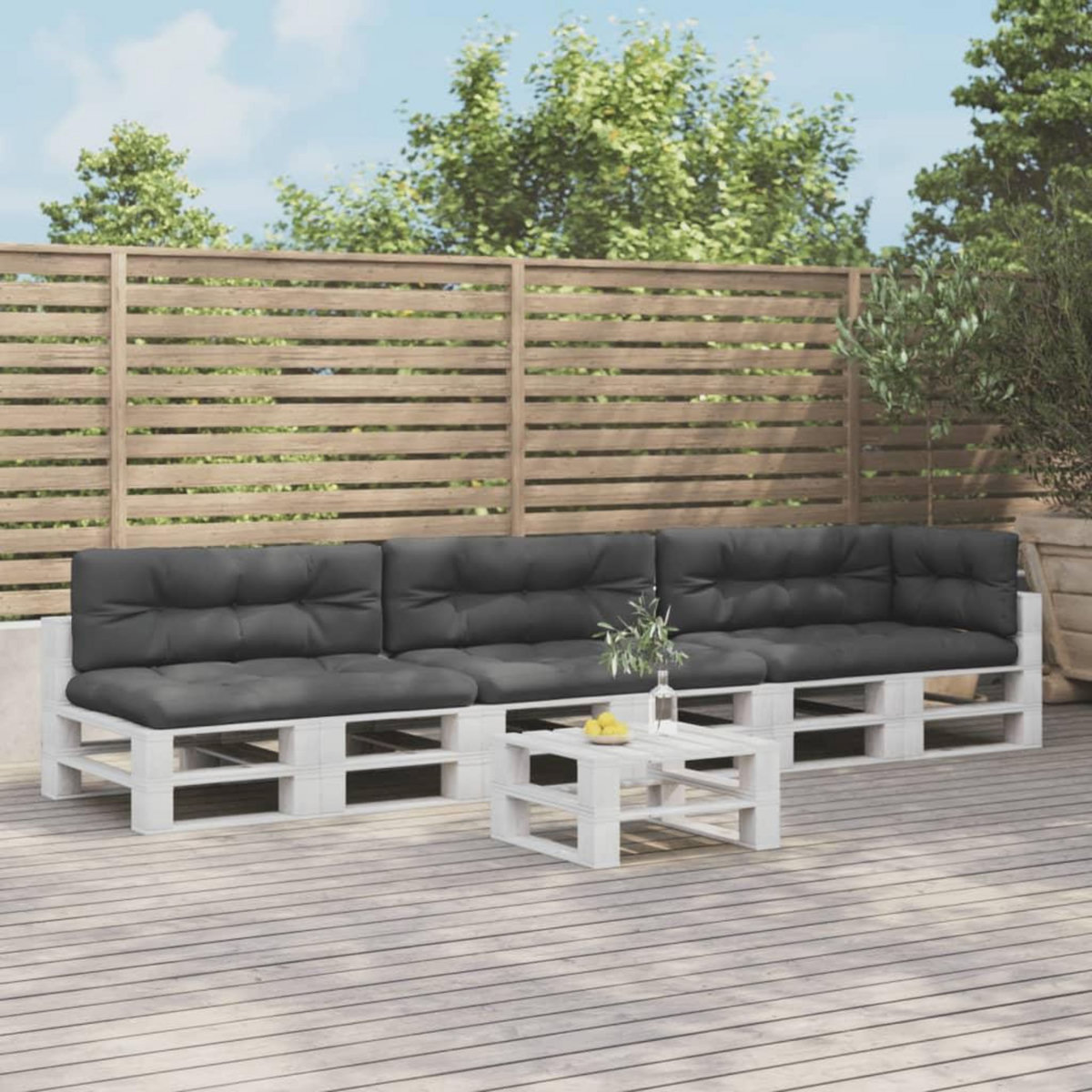 VIDAXL Coussins de palette lot de 7 anthracite tissu