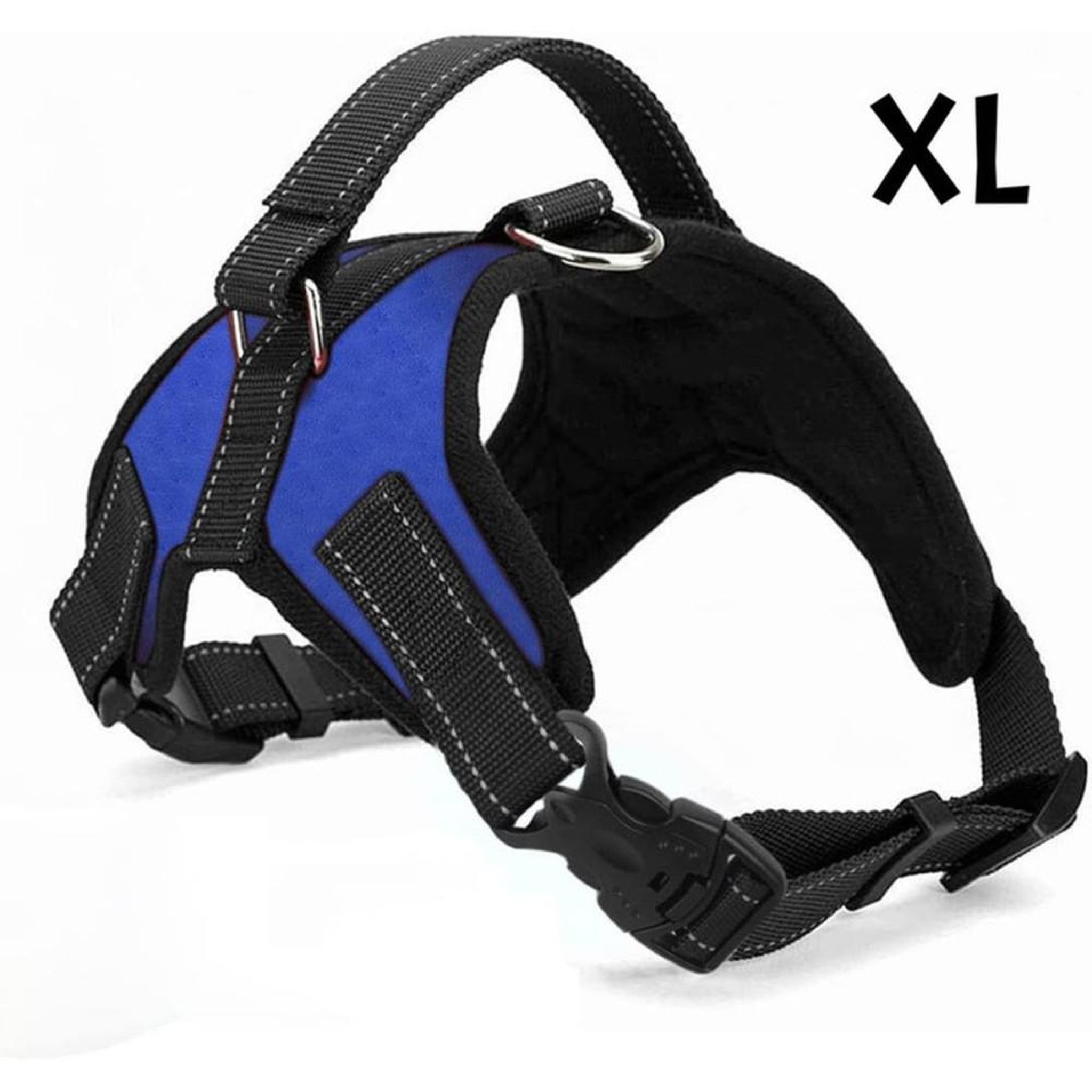 Harnais pour chien XL sans traction, rembourrage respirant anti-frottement, bandes réfléchissantes, poignée de contrôle arrière et boucles rapides