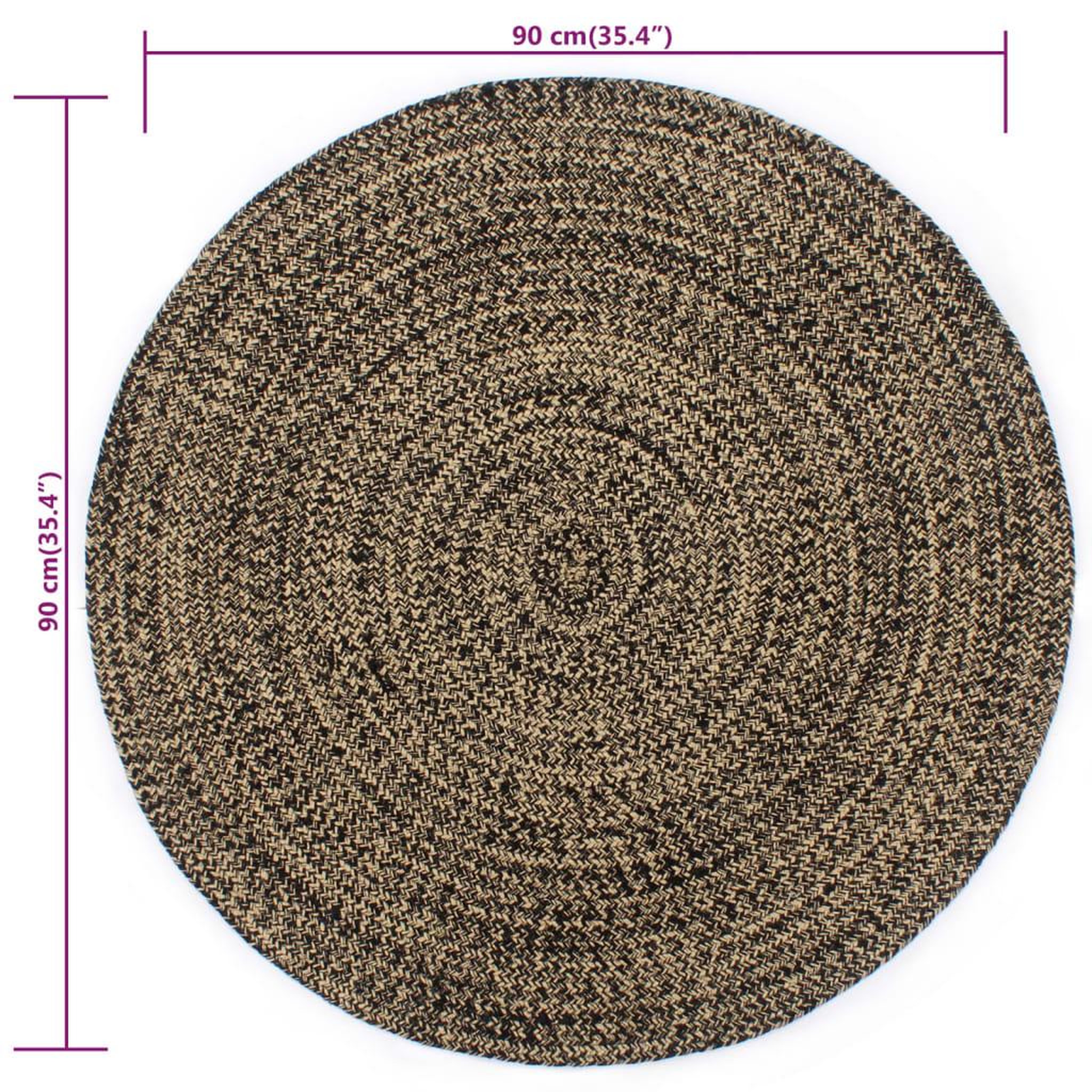 Voir la diapositive 6 : VIDAXL Tapis fait a la main Jute Noir et naturel 90 cm