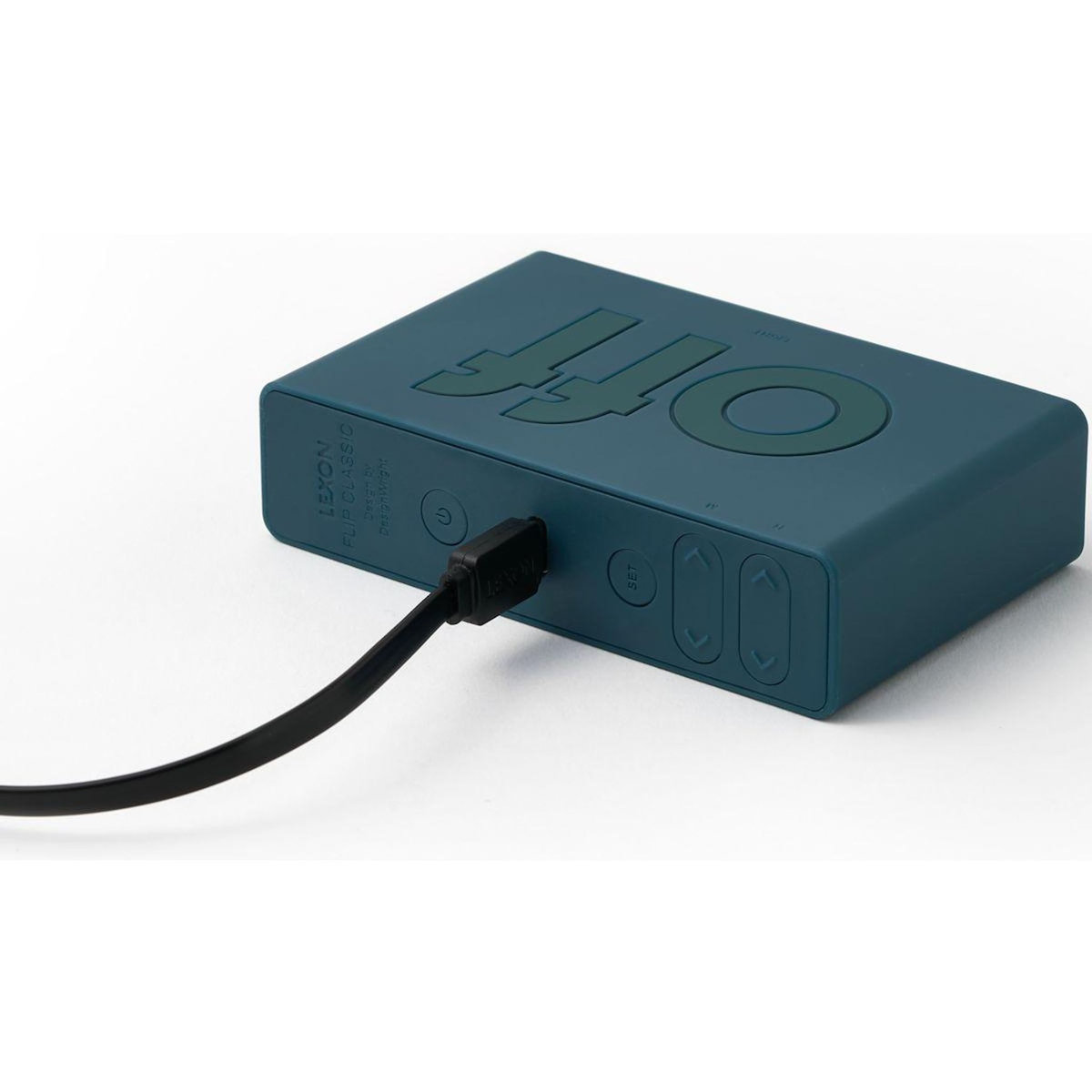 LEXON Réveil Flip Classic Rechargeable en USB-C Bleu