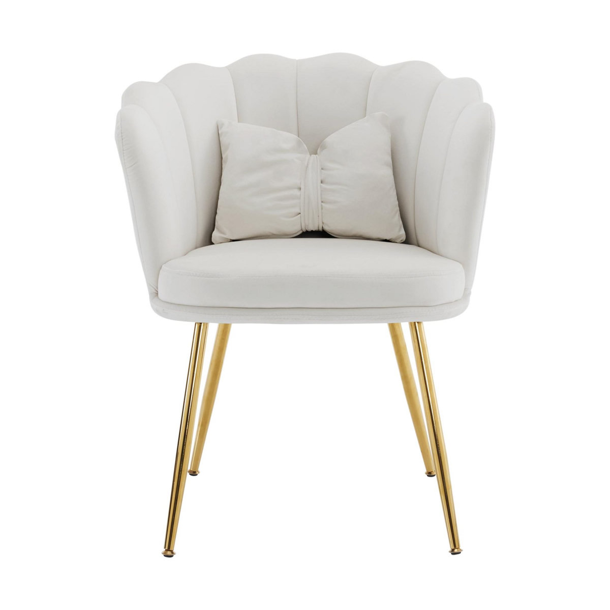 MERAX Fauteuil Fixe Avec Coussin Papillon Et Pieds En Métal Beige