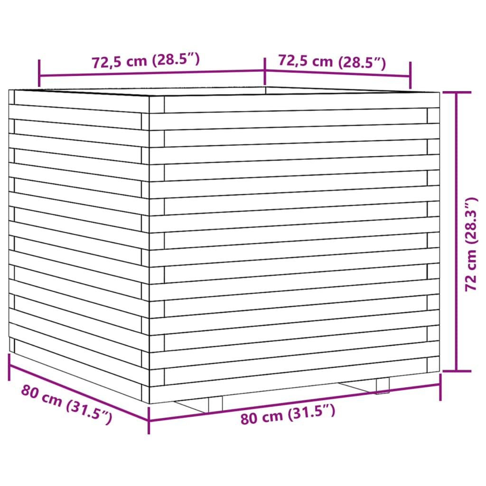 Voir la diapositive 6 : VIDAXL Jardiniere blanc 80x80x72 cm bois de pin massif