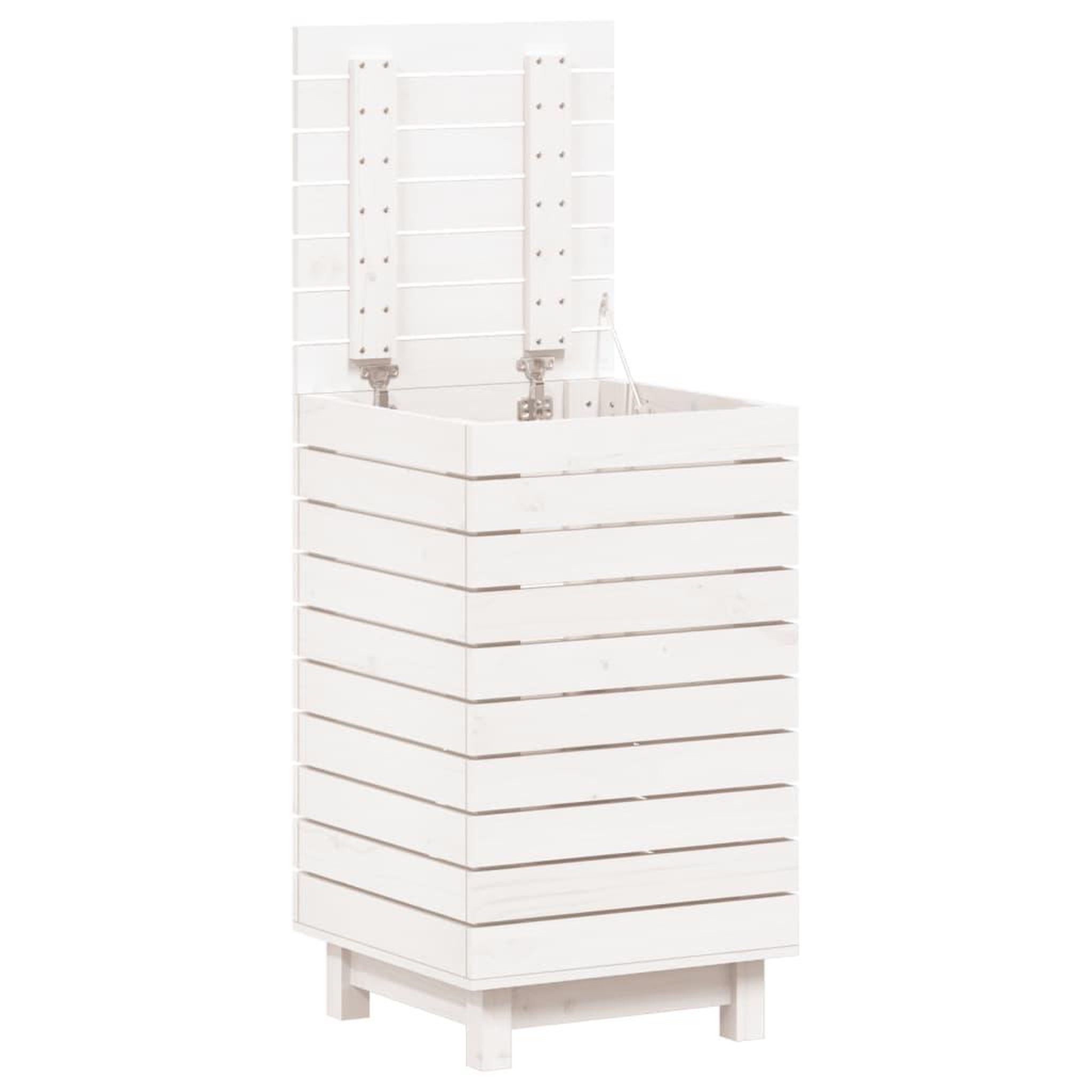 Voir la diapositive 4 : VIDAXL Panier a linge blanc 44x44x76 cm bois massif de pin