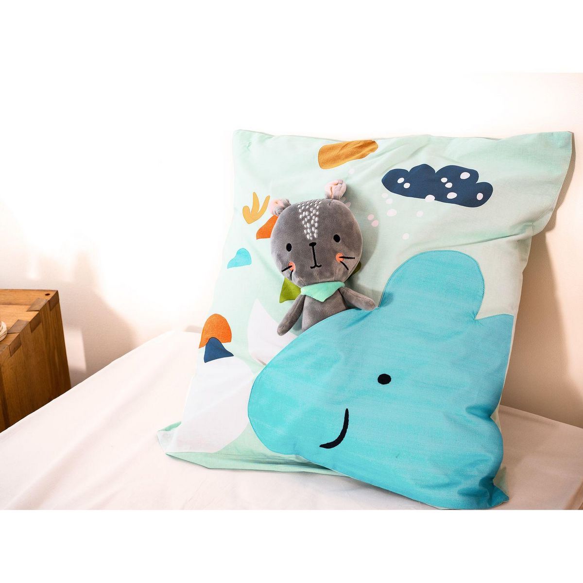 COTE DECO Parure de lit enfant Dinosaures - 100% coton 57 fils/cm² - 140 x 200 cm